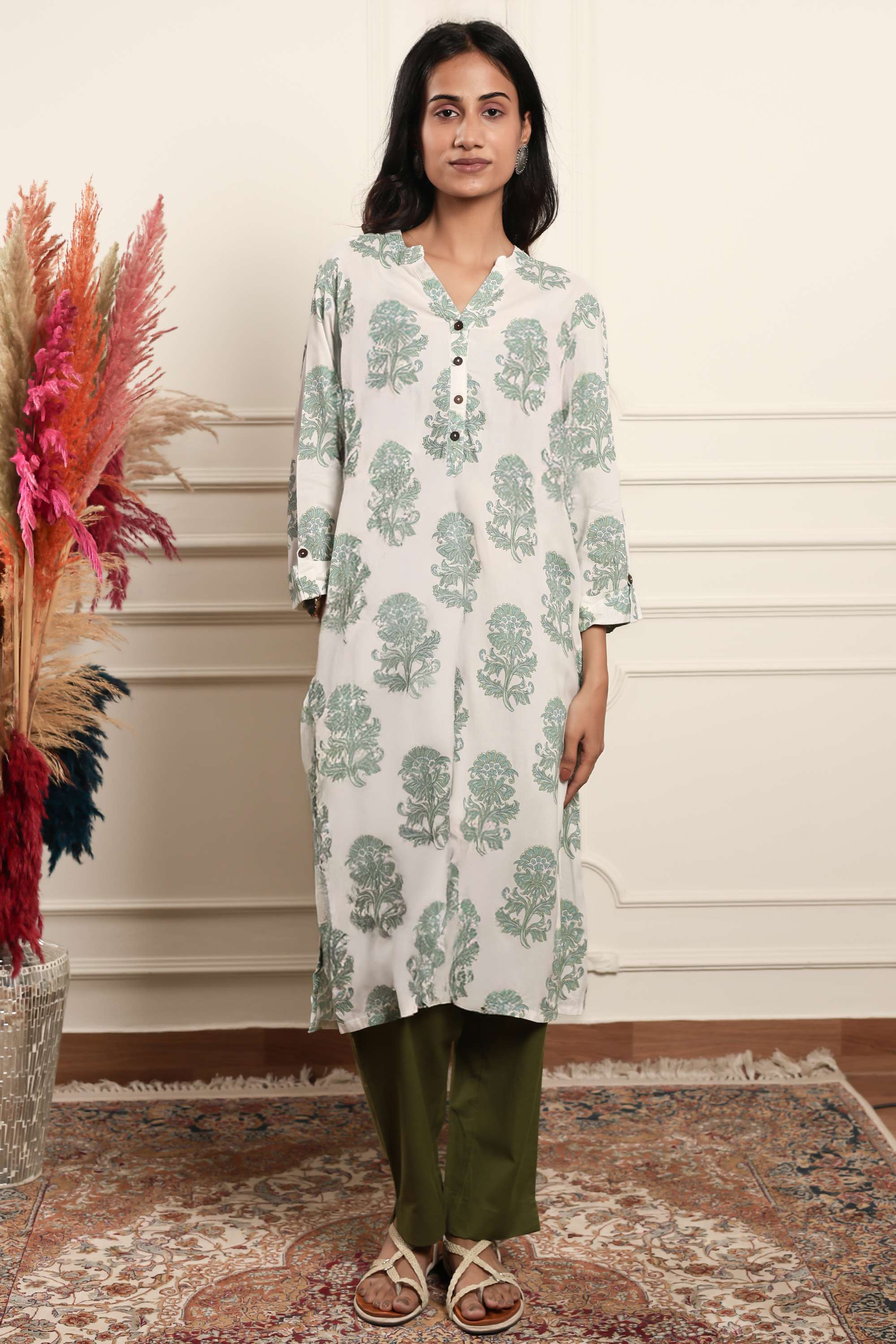 Printed-Rayon-Round-Neck-Women-s-Casual-Wear-Kurta