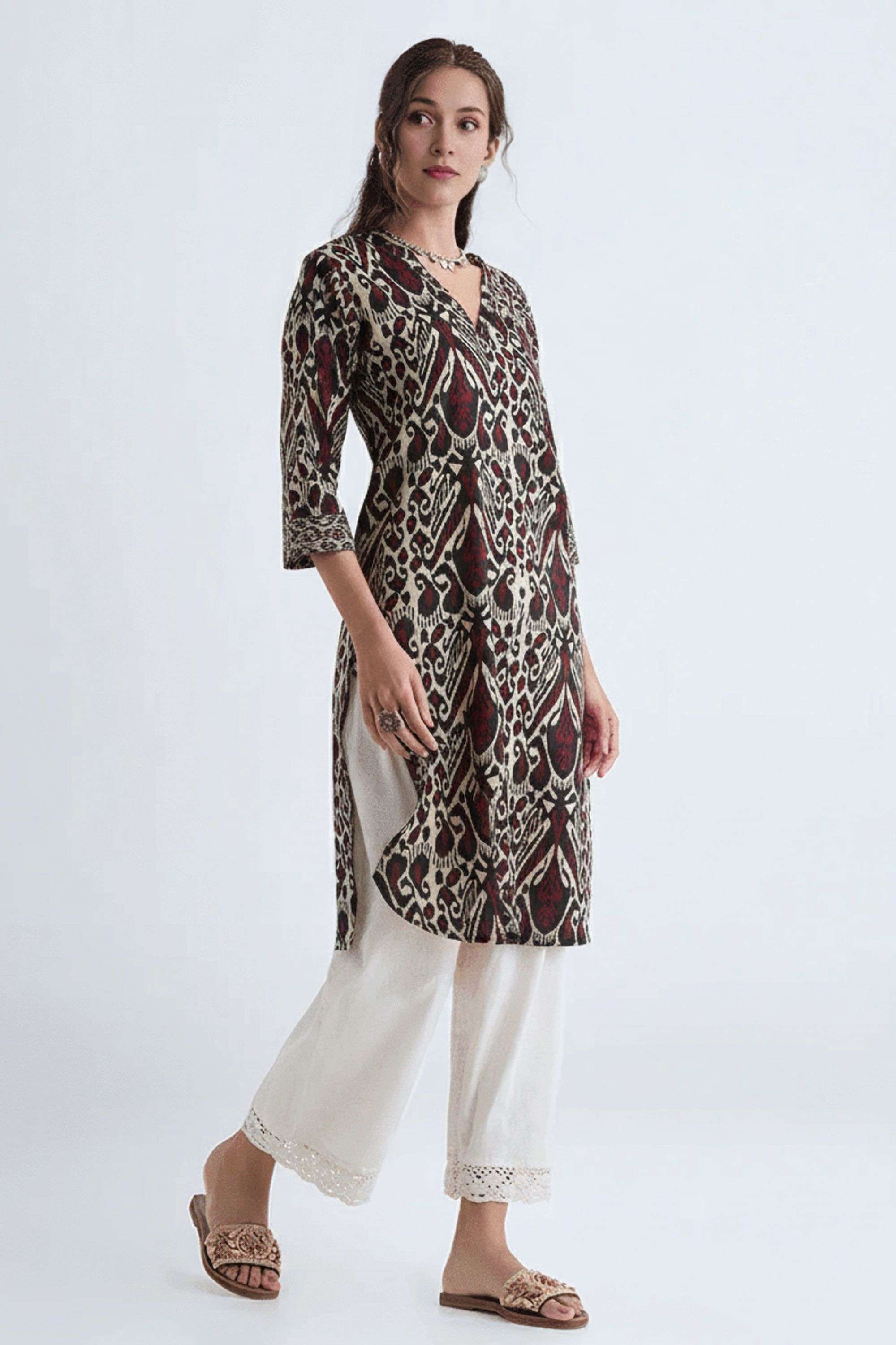 Solid-Blended-Fabric-Regular-Fit-Festive-Wear-Women-Kurta
