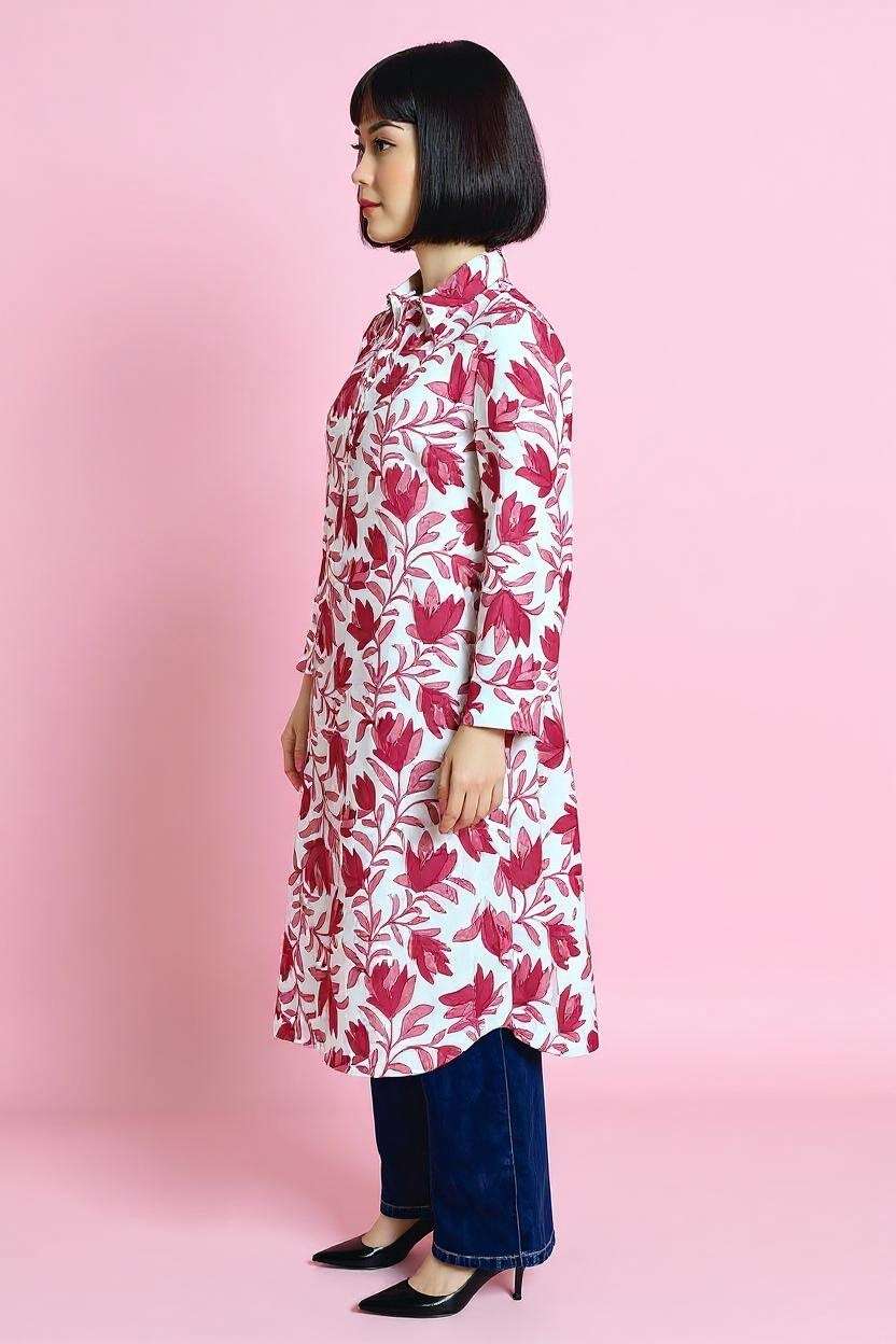 Printed-Cotton-Collared-Women-Fusion-Wear-Kurta
