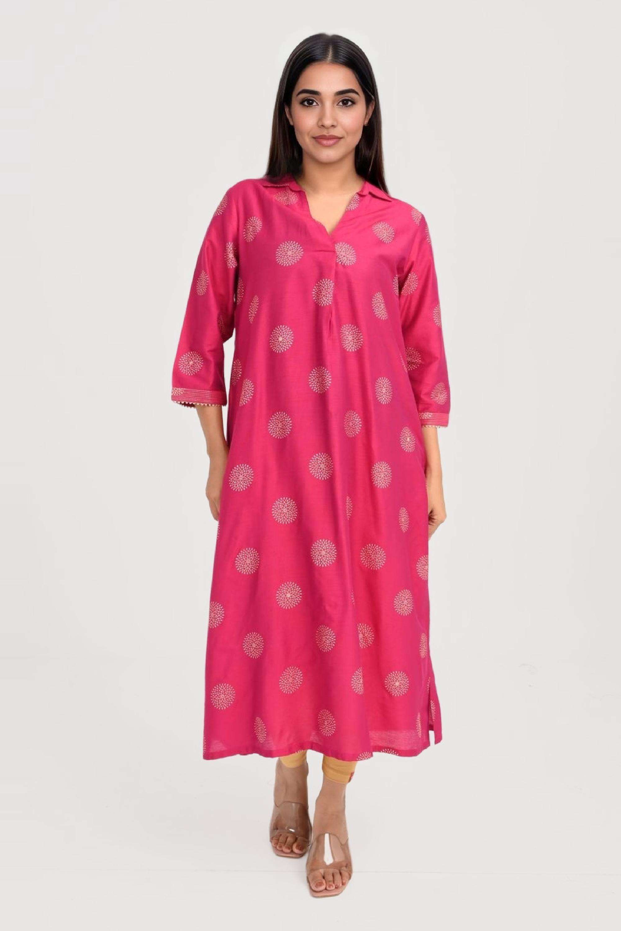 Blended-Fabric-Regular-Fit-Women-Kurta