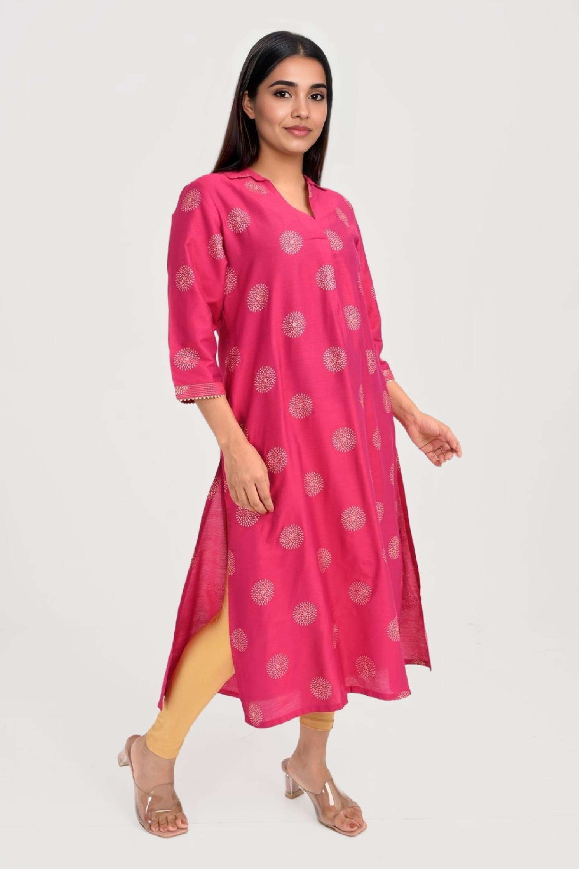 Blended-Fabric-Regular-Fit-Women-Kurta