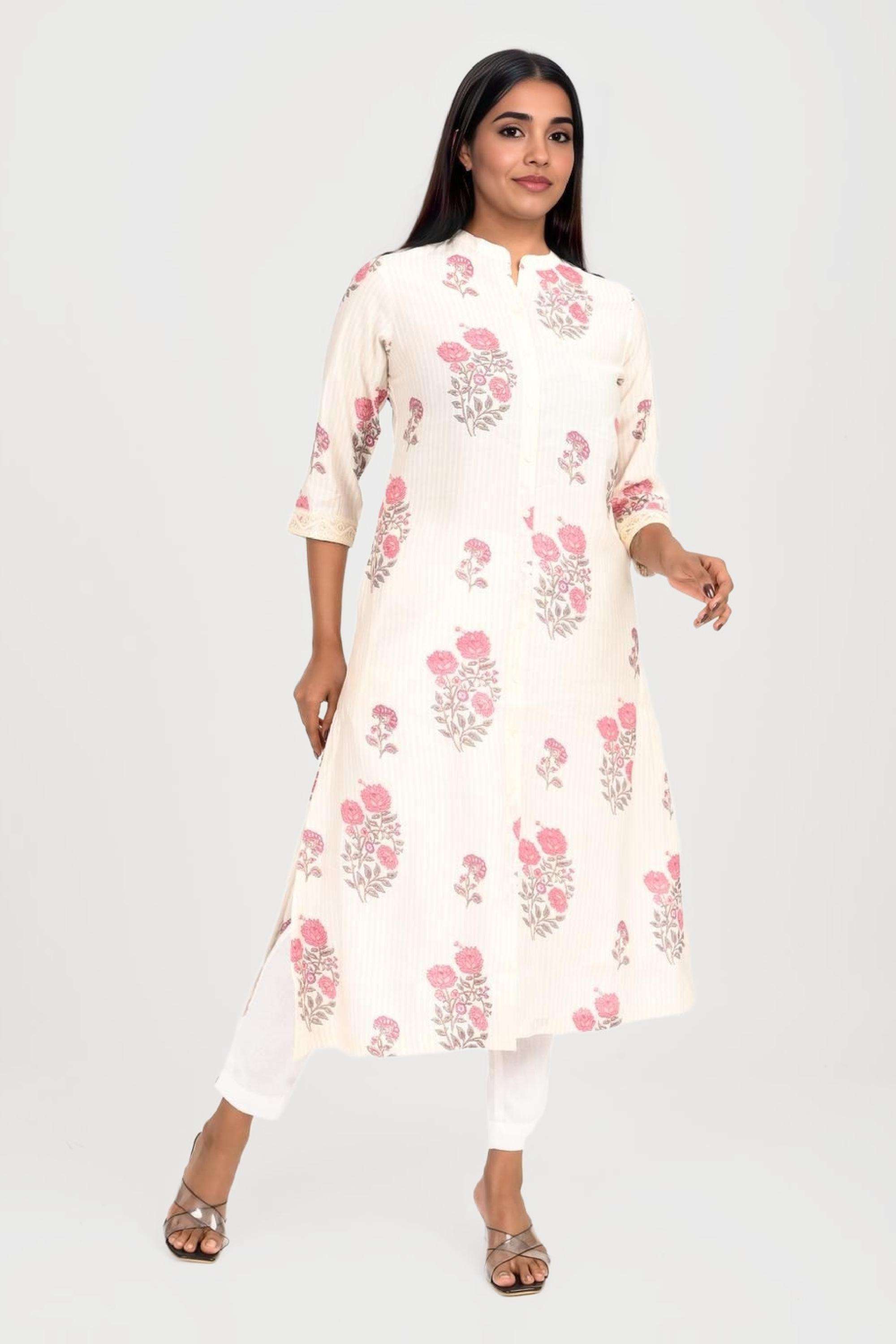 Printed-Chanderi-Collared-Women-s-Kurta