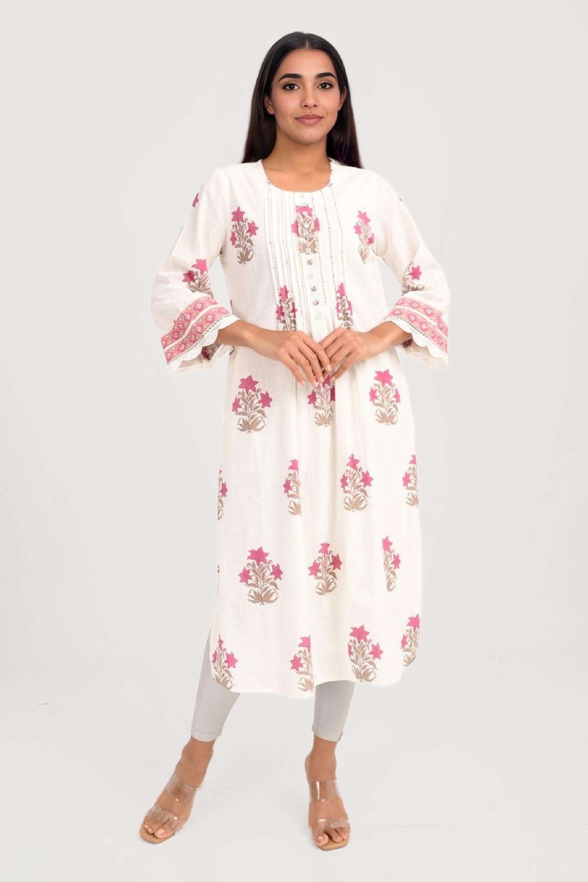 Printed-Cotton-Round-Neck-Women-s-Kurta
