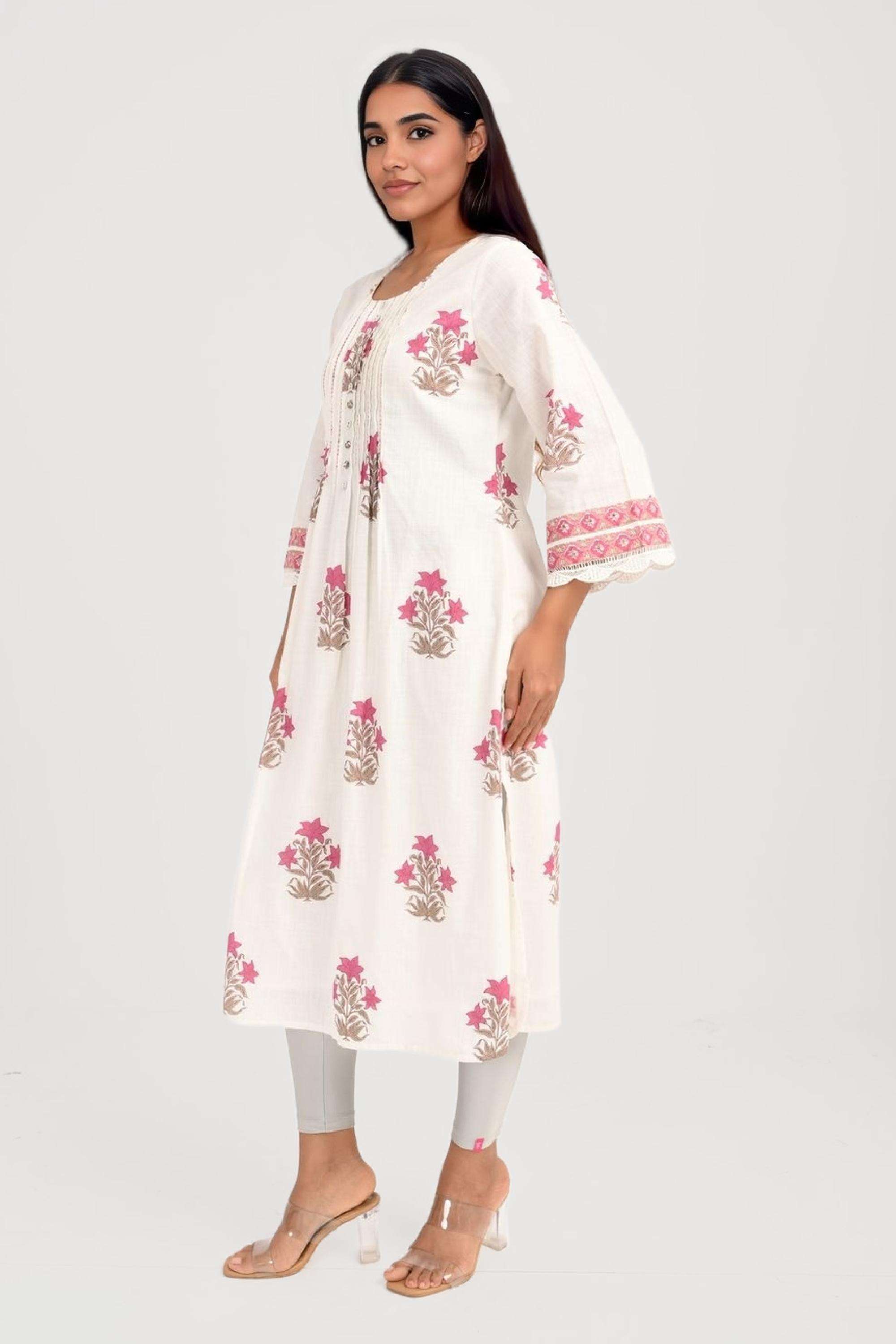 Printed-Cotton-Round-Neck-Women-s-Kurta