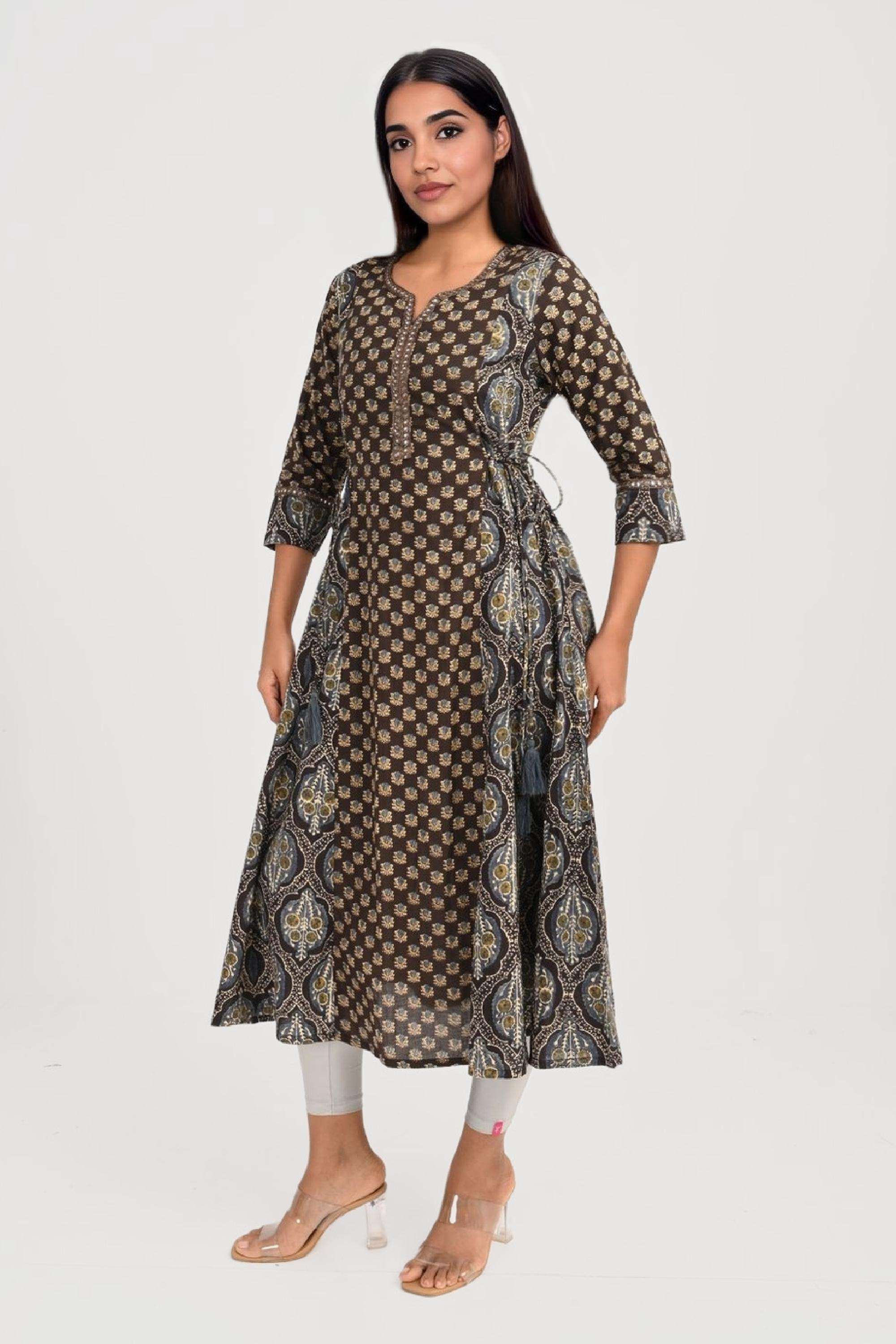 Embroidered-Cotton-V-Neck-Women-s-Kurta