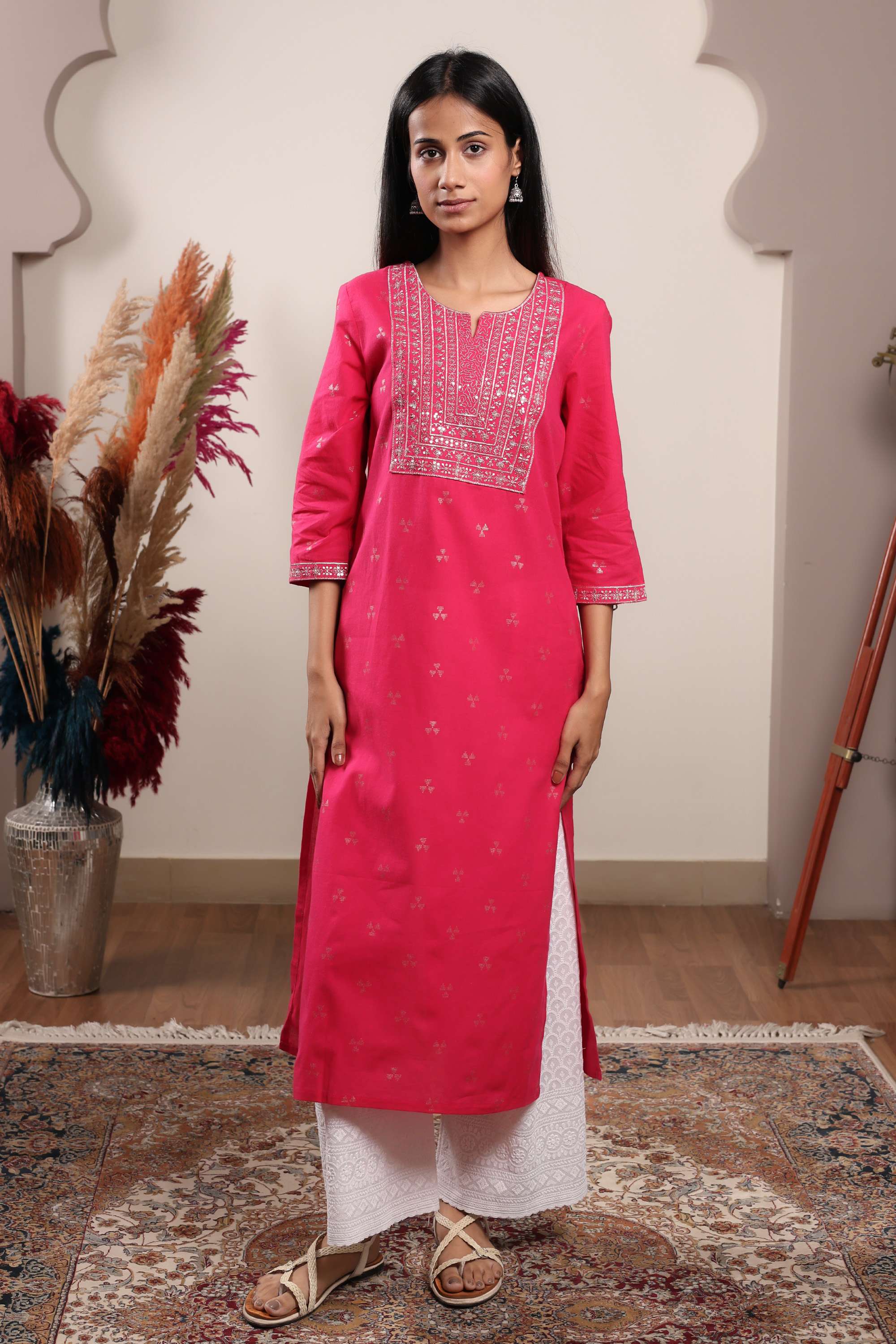Embroidered-Cotton-Straight-Fit-Women-s-Kurta