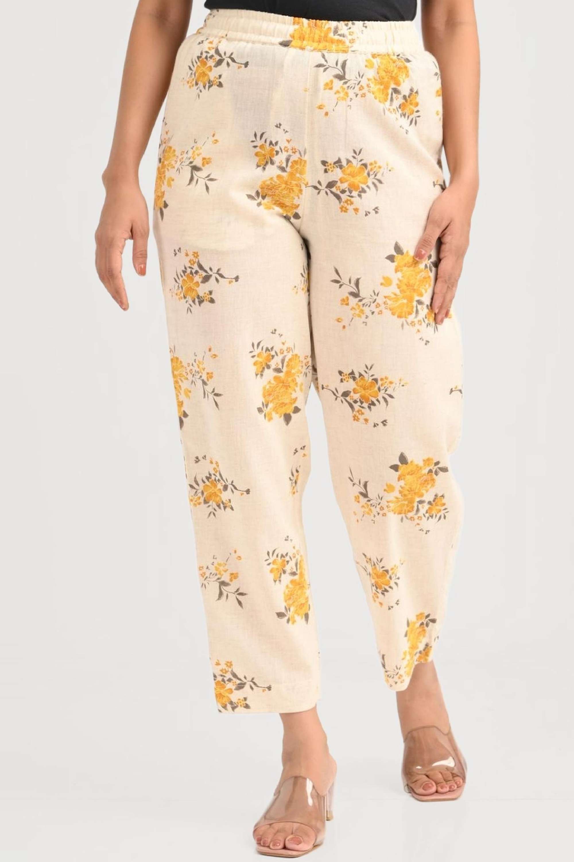 Printed-Cotton-Blend-Straight-Fit-Women-s-Pants