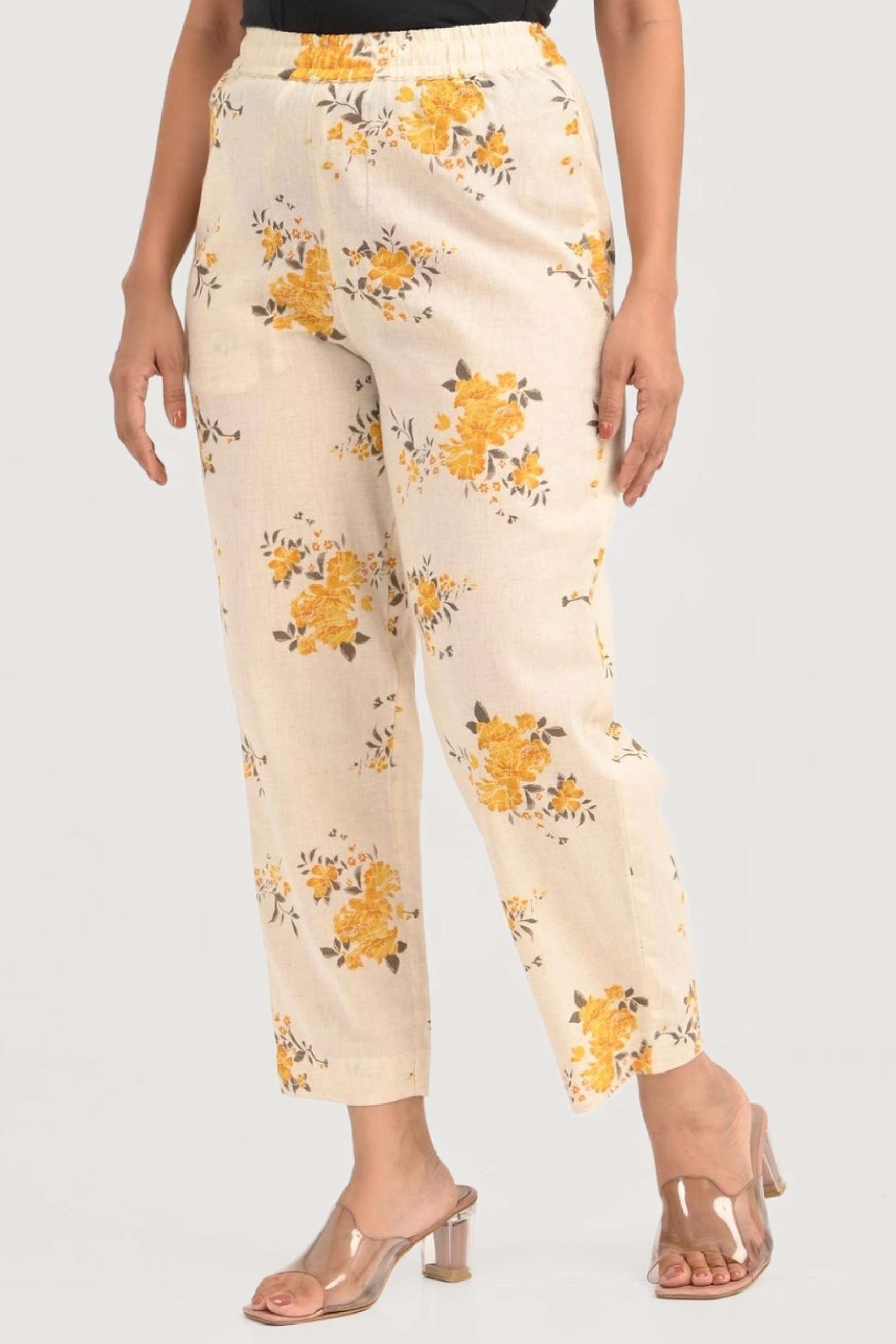 Printed-Cotton-Blend-Straight-Fit-Women-s-Pants
