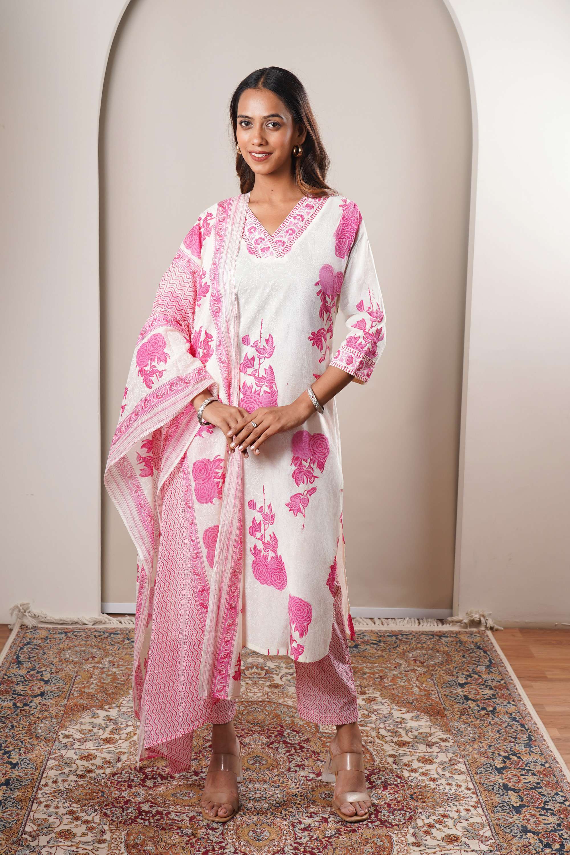 Embroidered-Full-Length-Chambray-Women-s-Kurta-Set