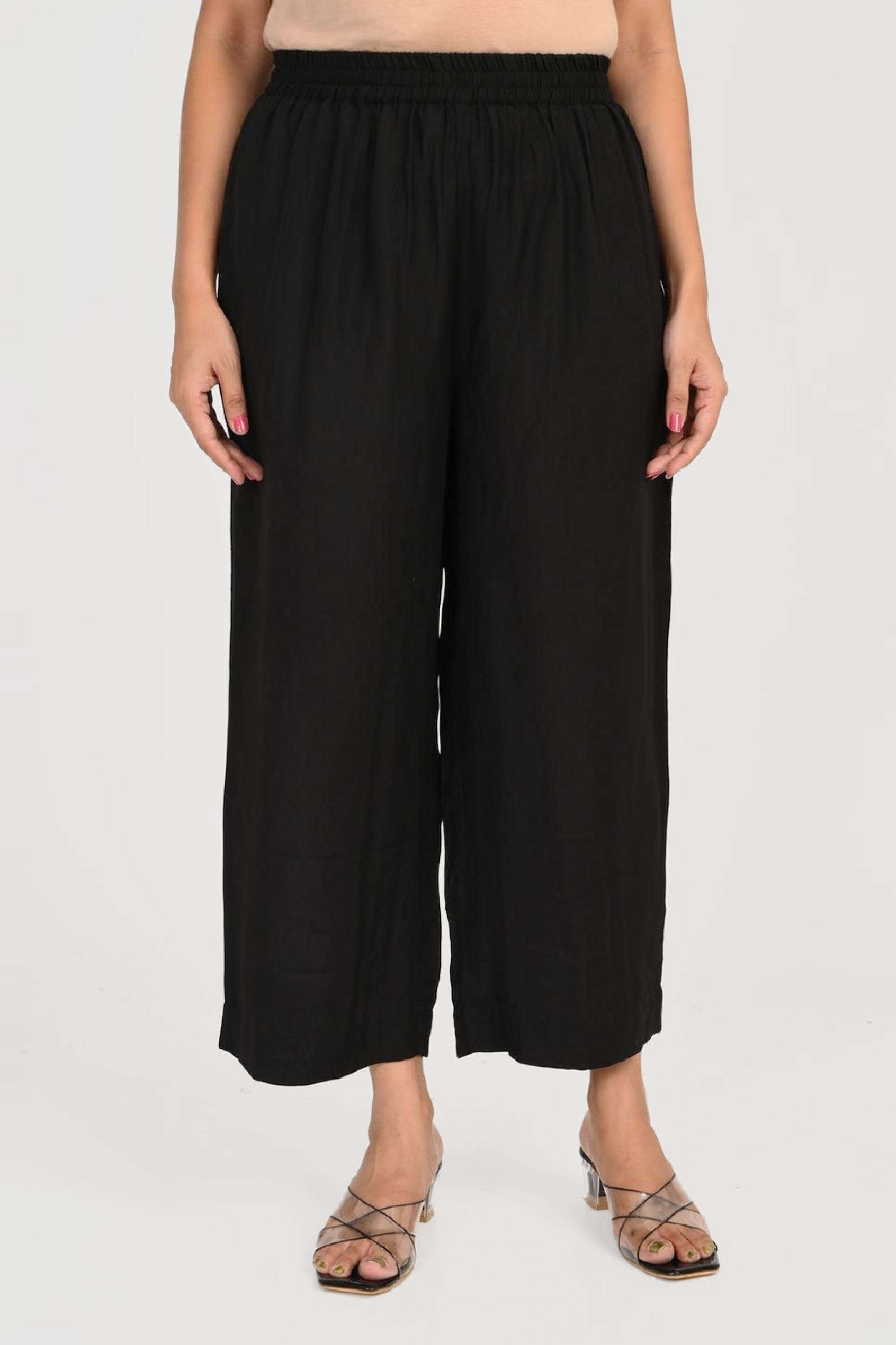 Solid-Full-Length-Blended-Fabric-Woven-Women-Pant