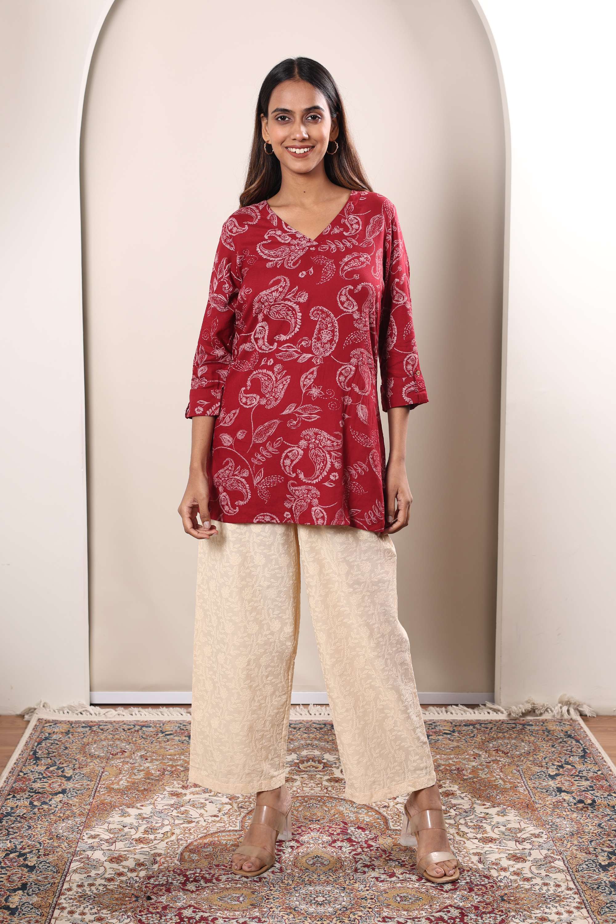 Schiffli-Regular-Fit-Linen-Women-s-Casual-Wear-Pants