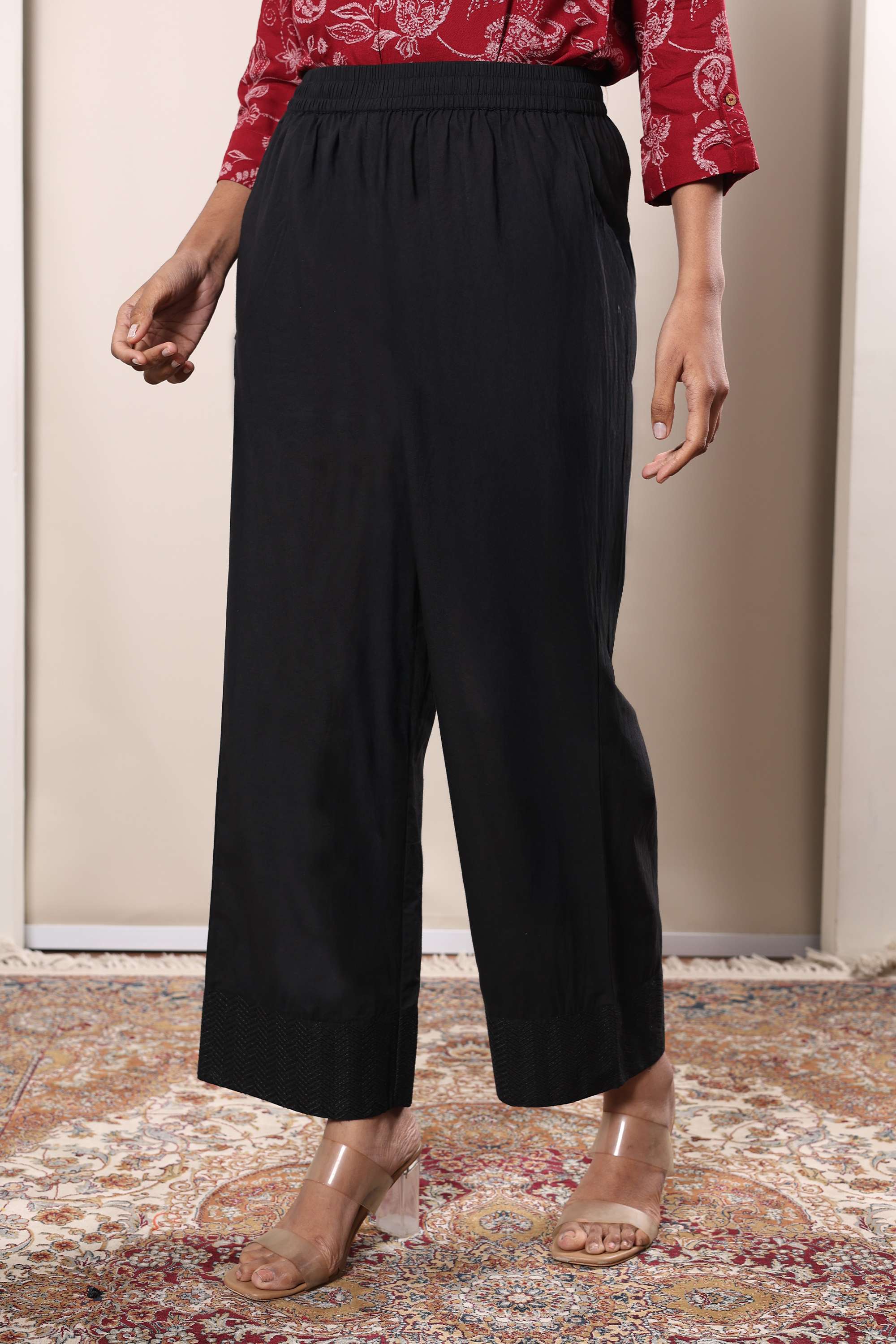 Embroidered-Regular-Fit-Linen-Women-s-Casual-Wear-Pants