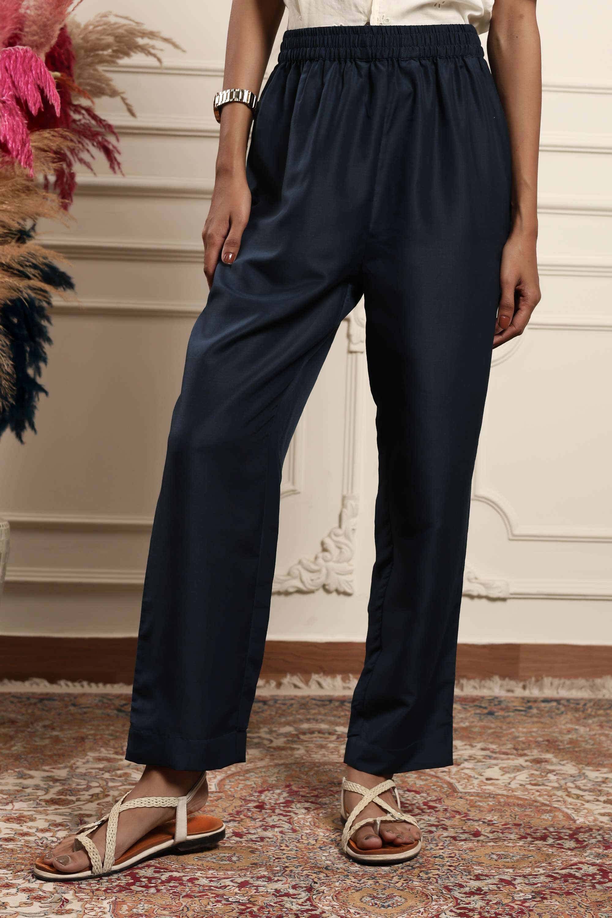 Blended-Fabric-Regular-Fit-Women-Palazzos