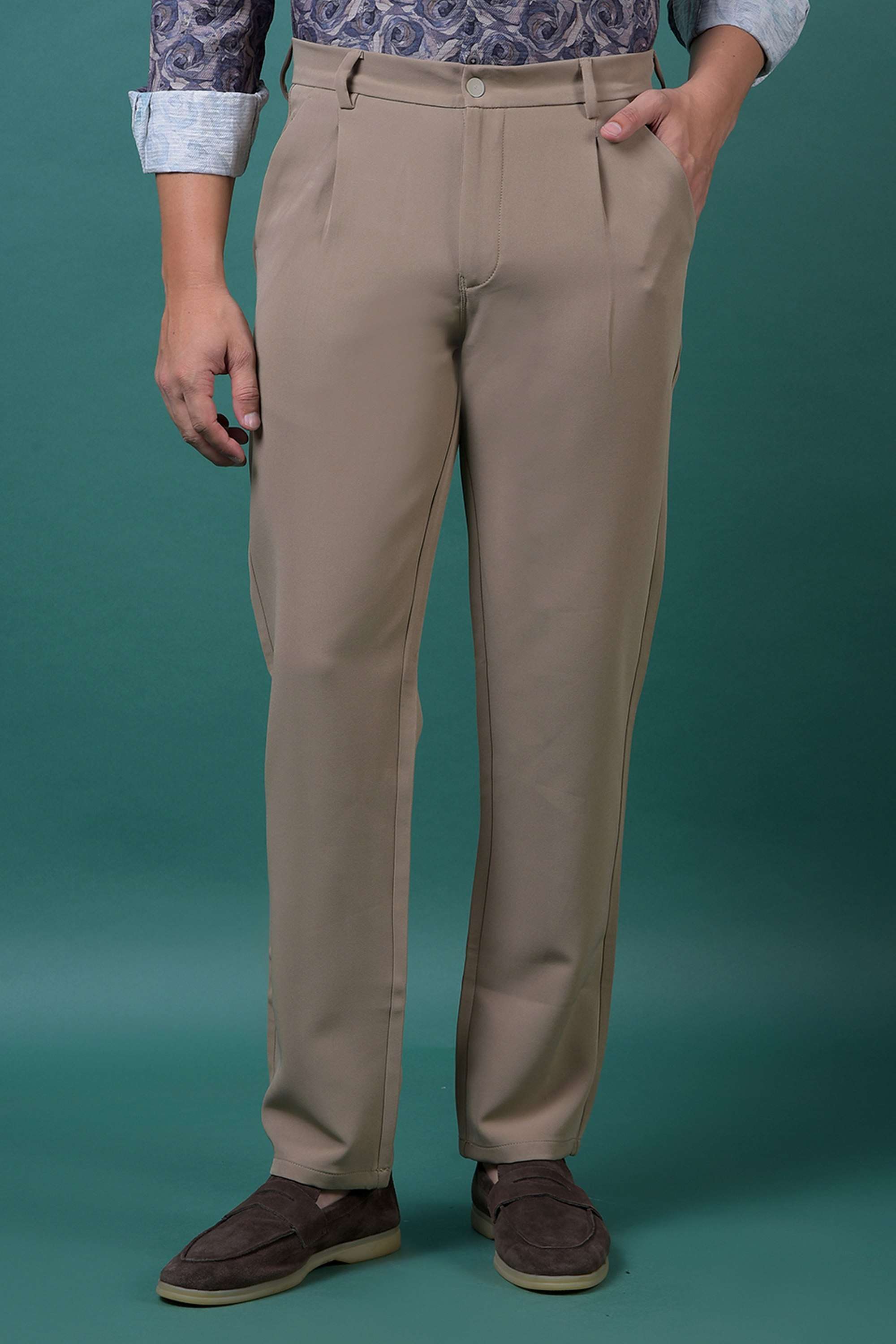 Solid-Blended-Fabric-Relaxed-Fit-Men-Casual-Wear-Trouser
