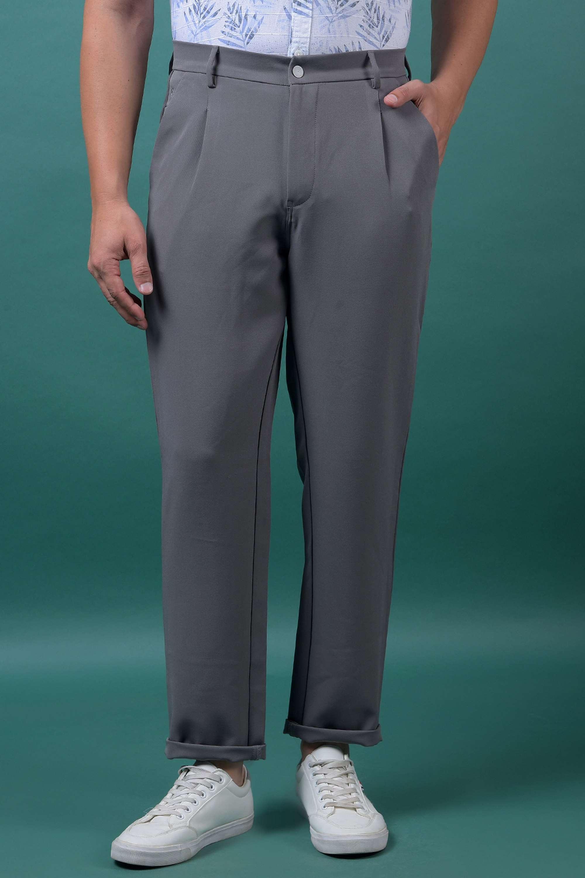 Solid-Blended-Fabric-Relaxed-Fit-Men-Casual-Wear-Trouser
