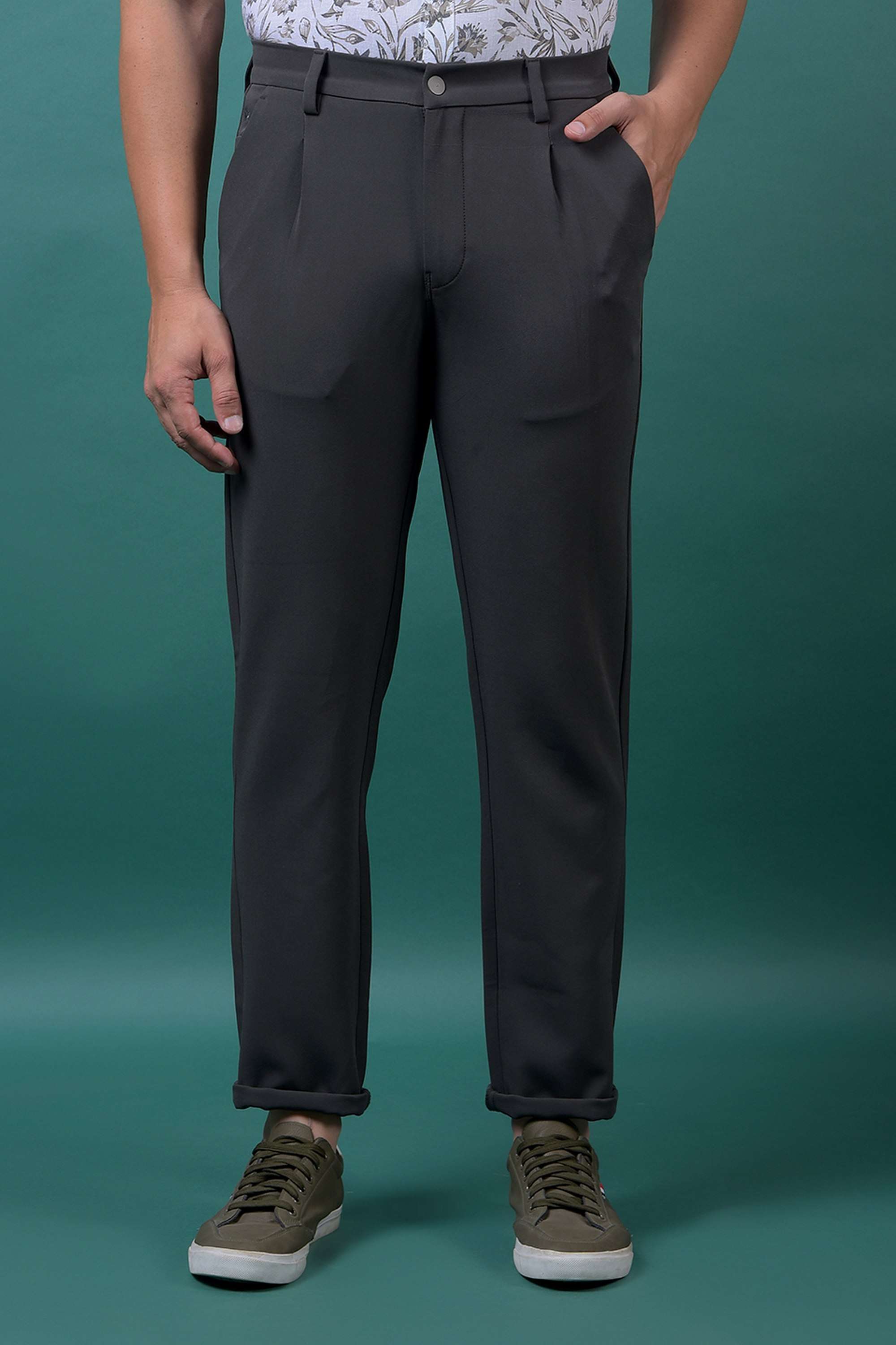 Solid-Blended-Fabric-Relaxed-Fit-Men-s-Trousers