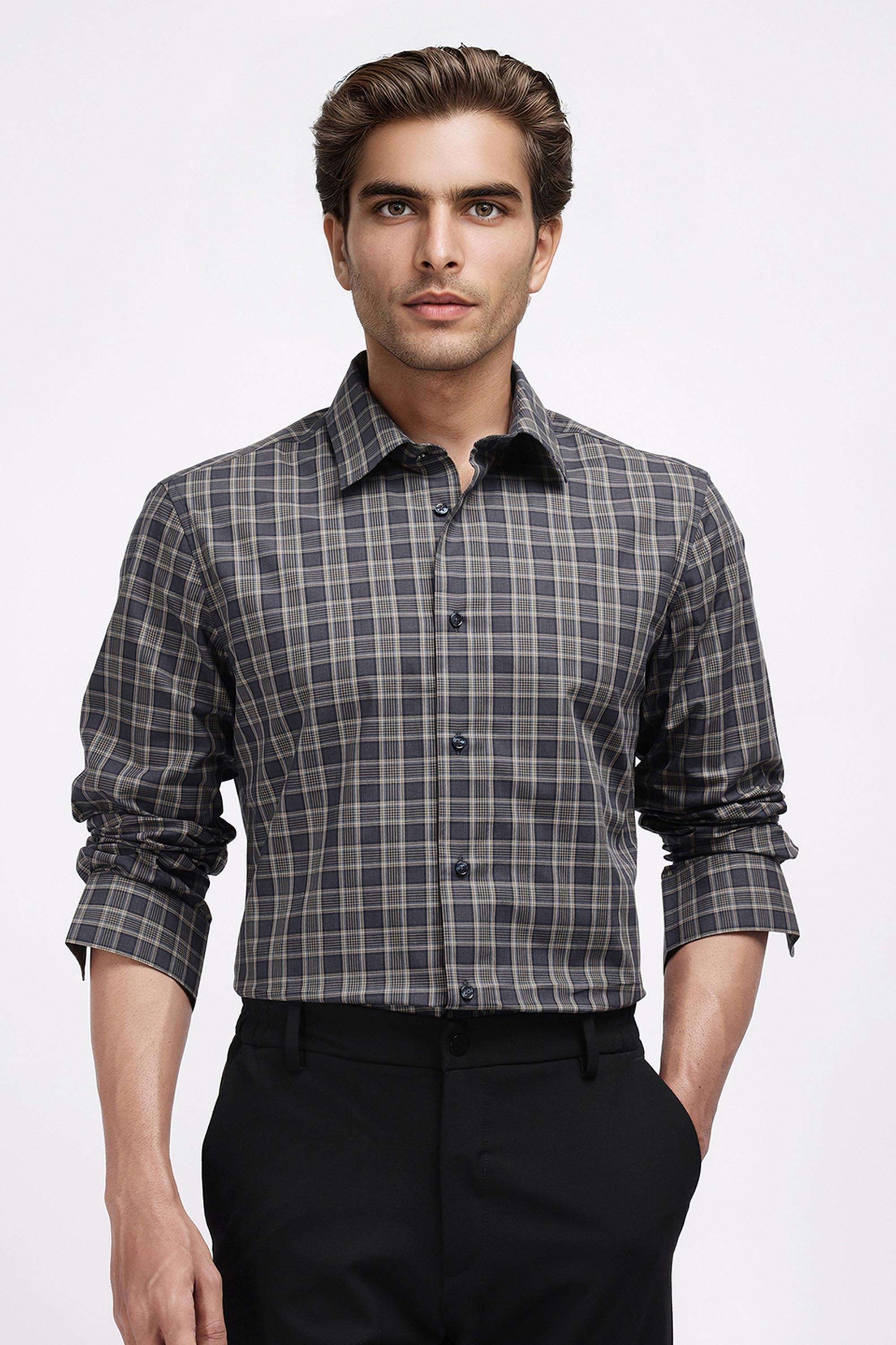 Solid-Cotton-Regular-Fit-Men-s-Casual-Shirt
