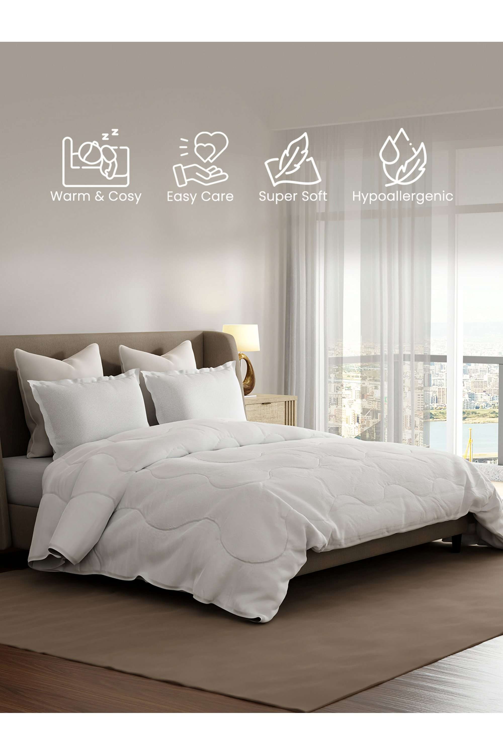 Zen-Living-TENCEL-White-Solid-Double-Comforter