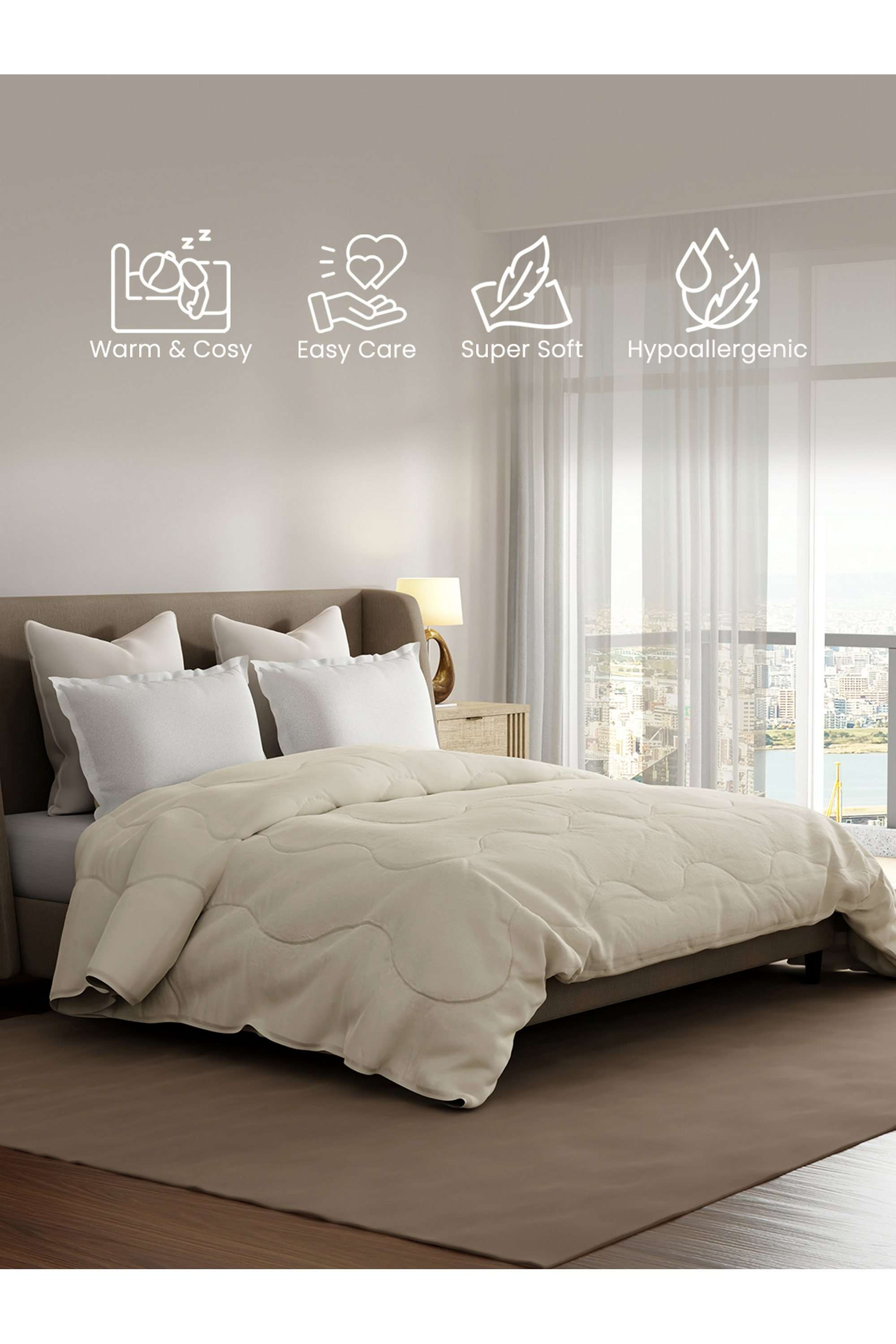 Zen-Living-TENCEL-Off-White-Solid-Double-Comforter