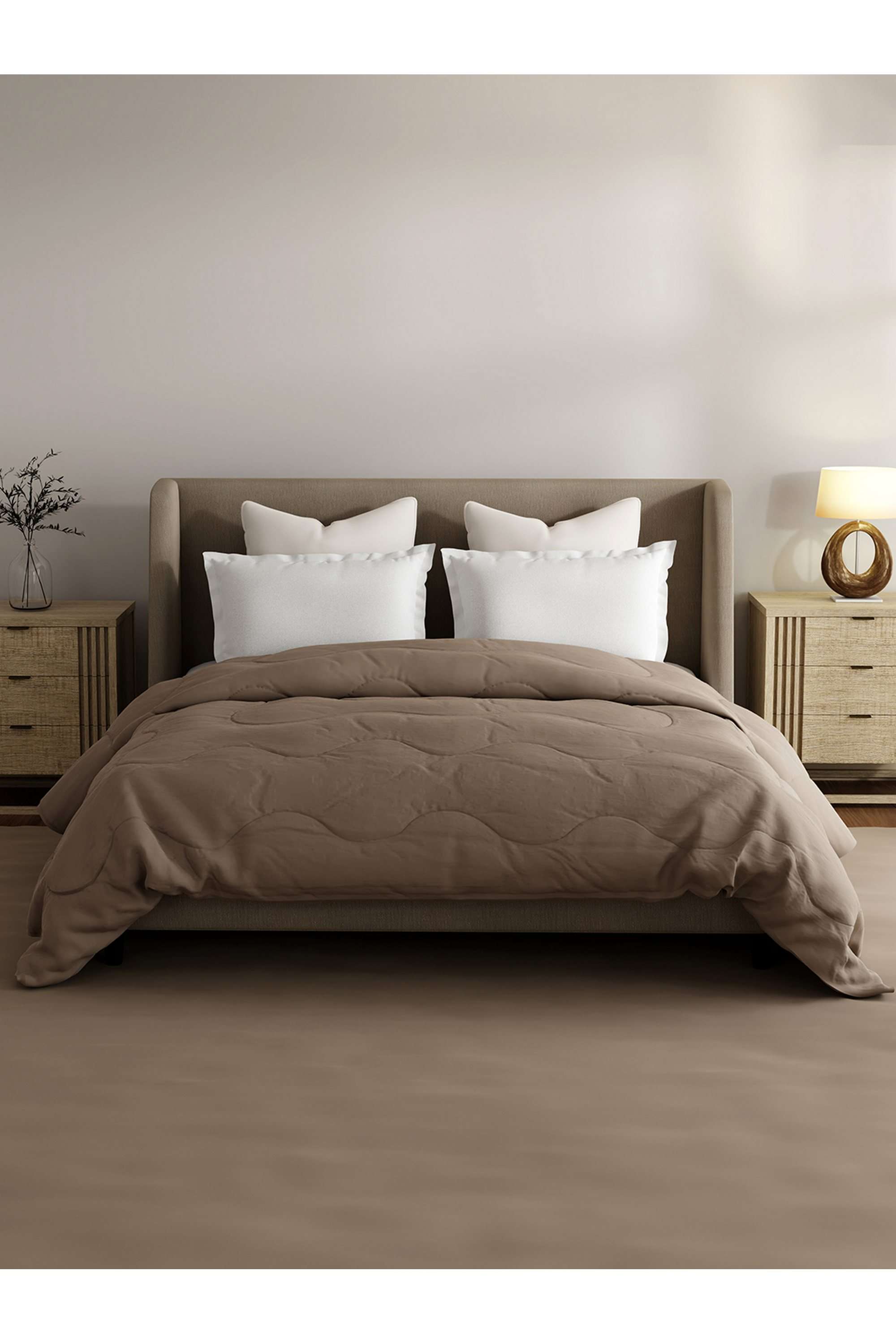 Zen-Living-TENCEL-Brown-Solid-Double-Comforter