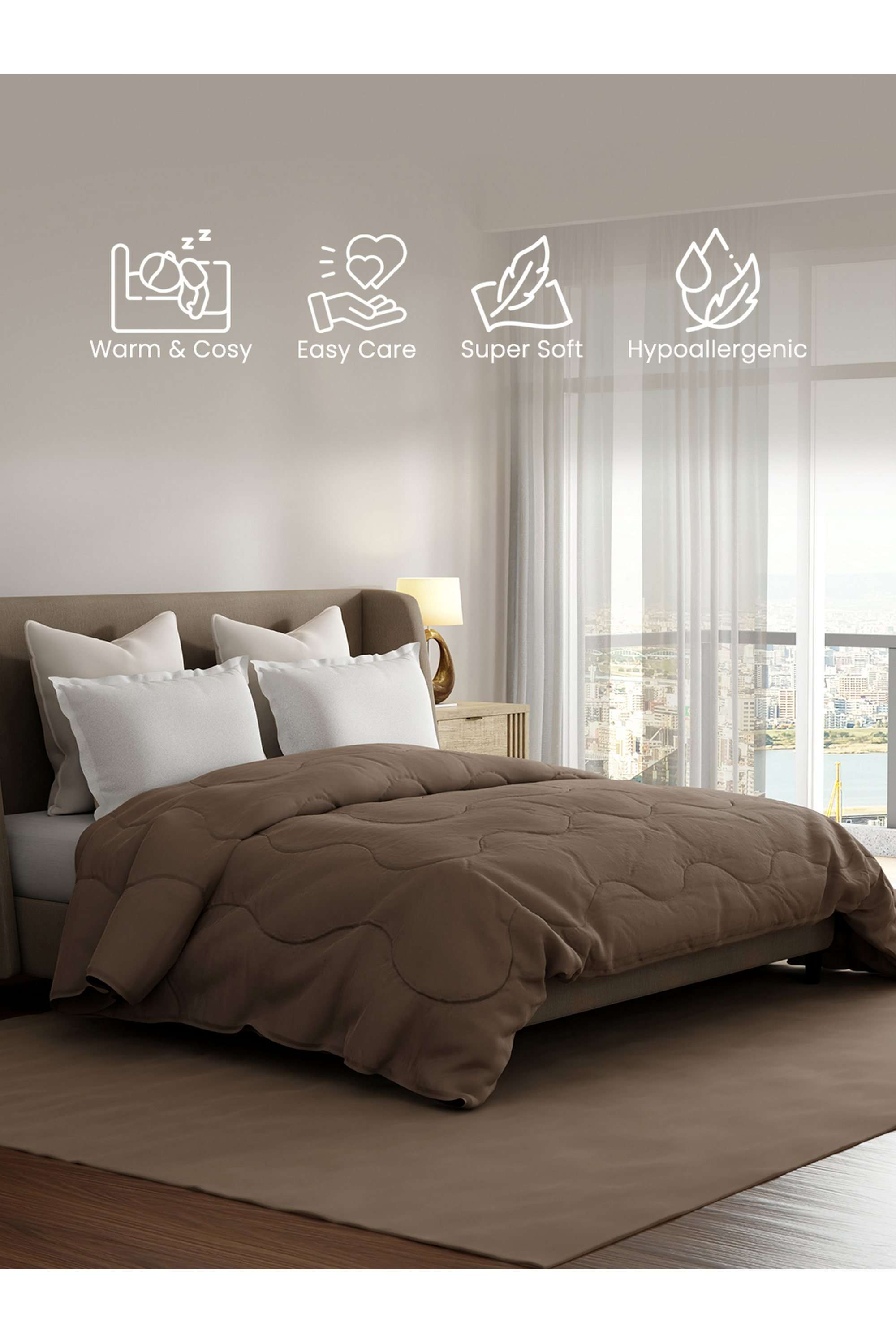 Zen-Living-TENCEL-Brown-Solid-Double-Comforter