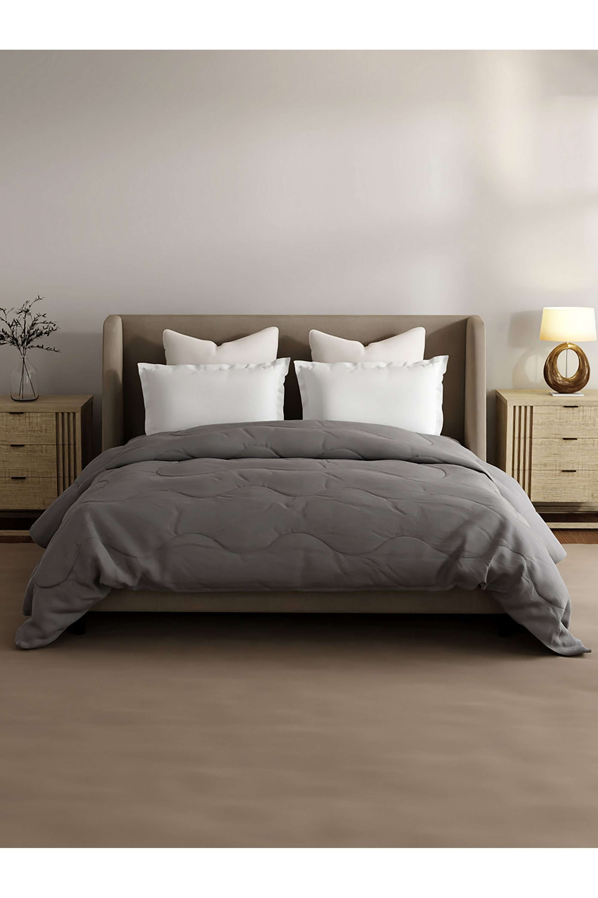 Zen-Living-TENCEL-Dark-Grey-Solid-Double-Comforter
