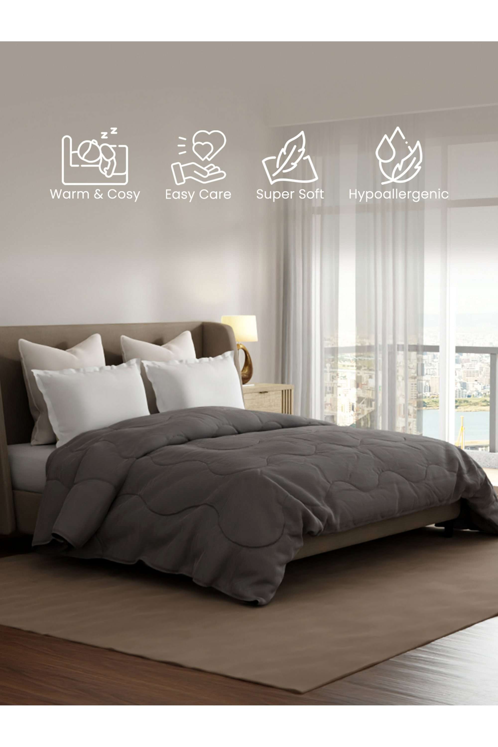 Zen-Living-TENCEL-Dark-Grey-Solid-Double-Comforter