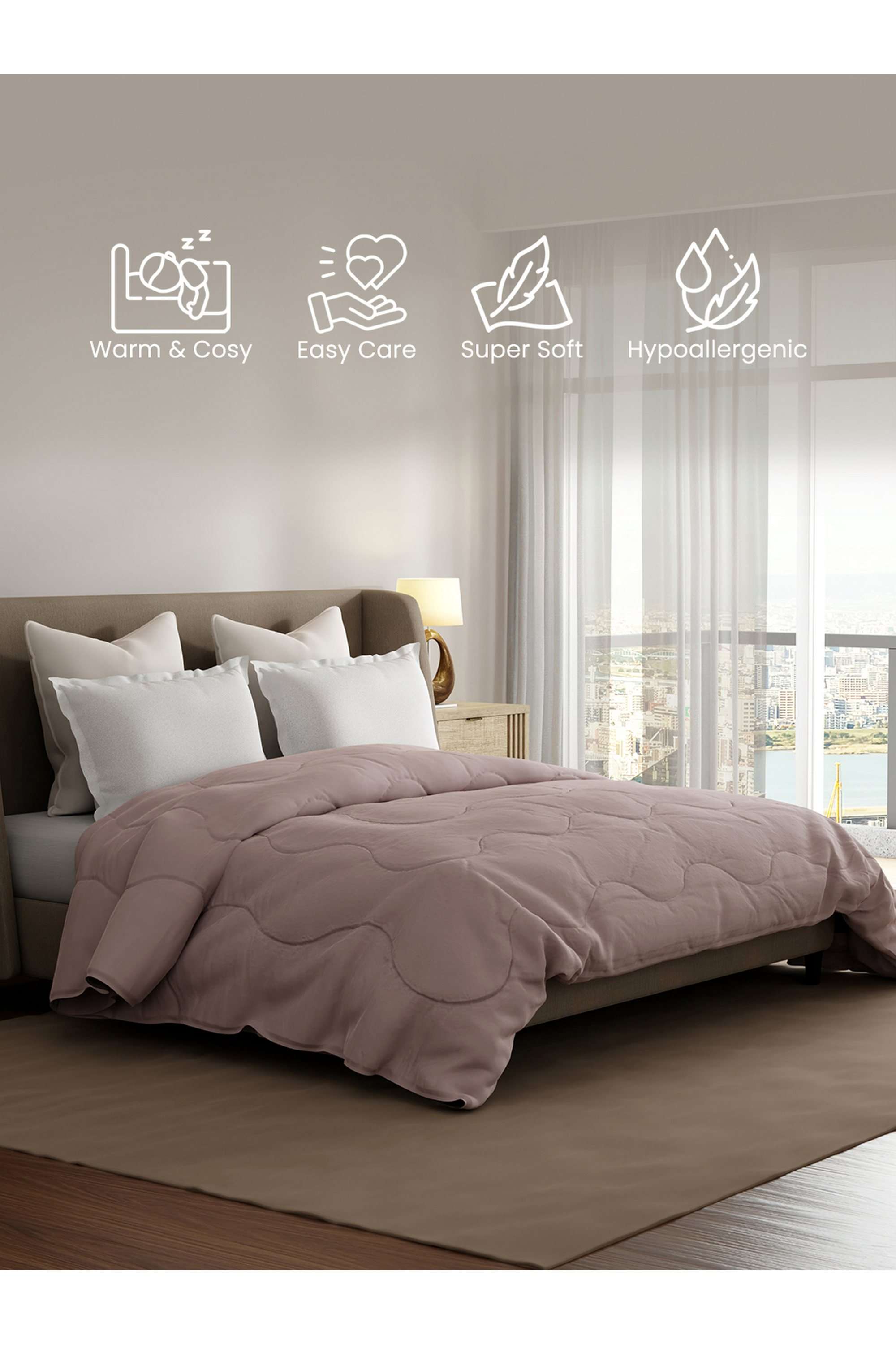 Zen-Living-TENCEL-Pink-Solid-Double-Comforter