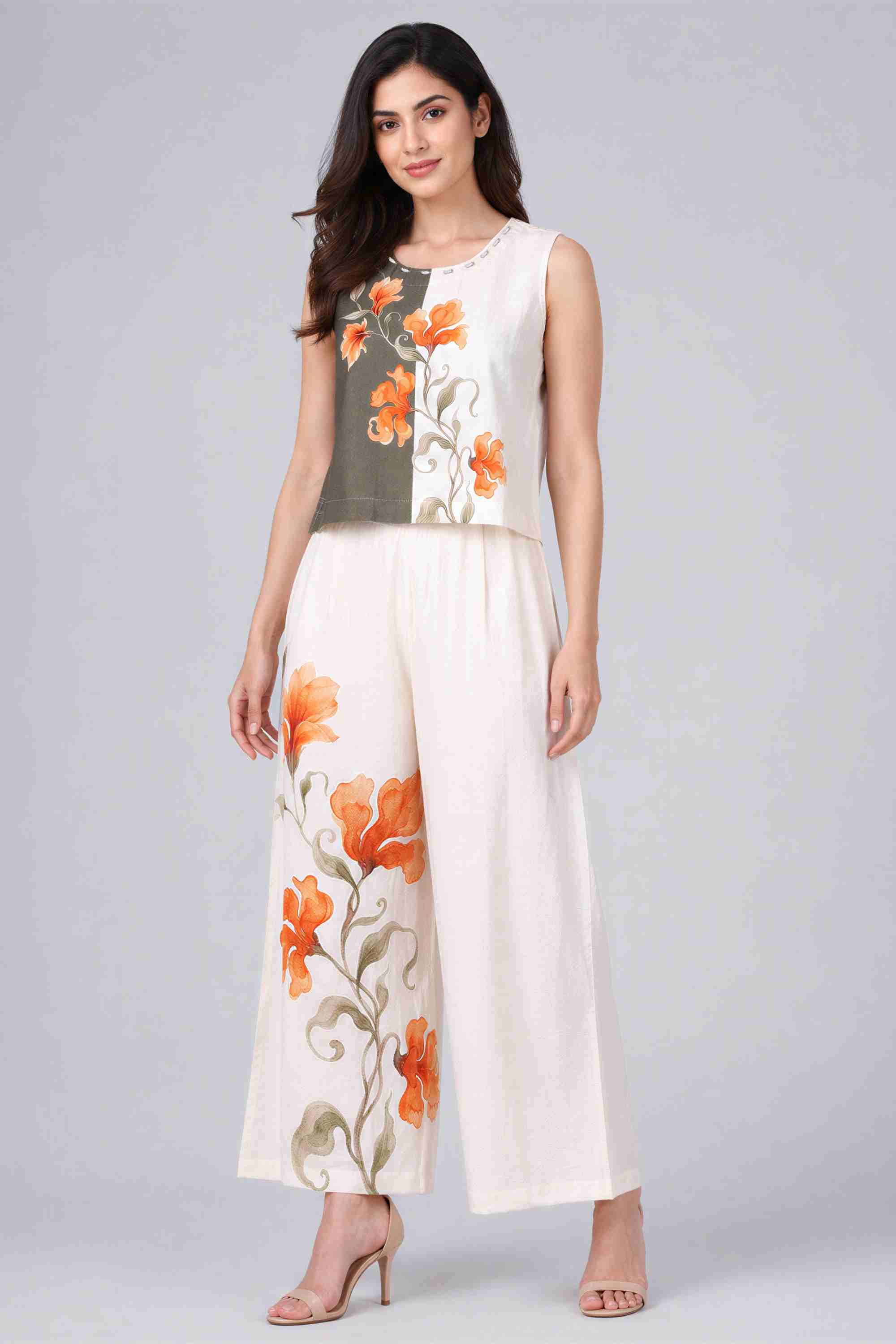 haute curry Printed Round Neck Blended Fabric Women's Co-Ord Set-picture-11