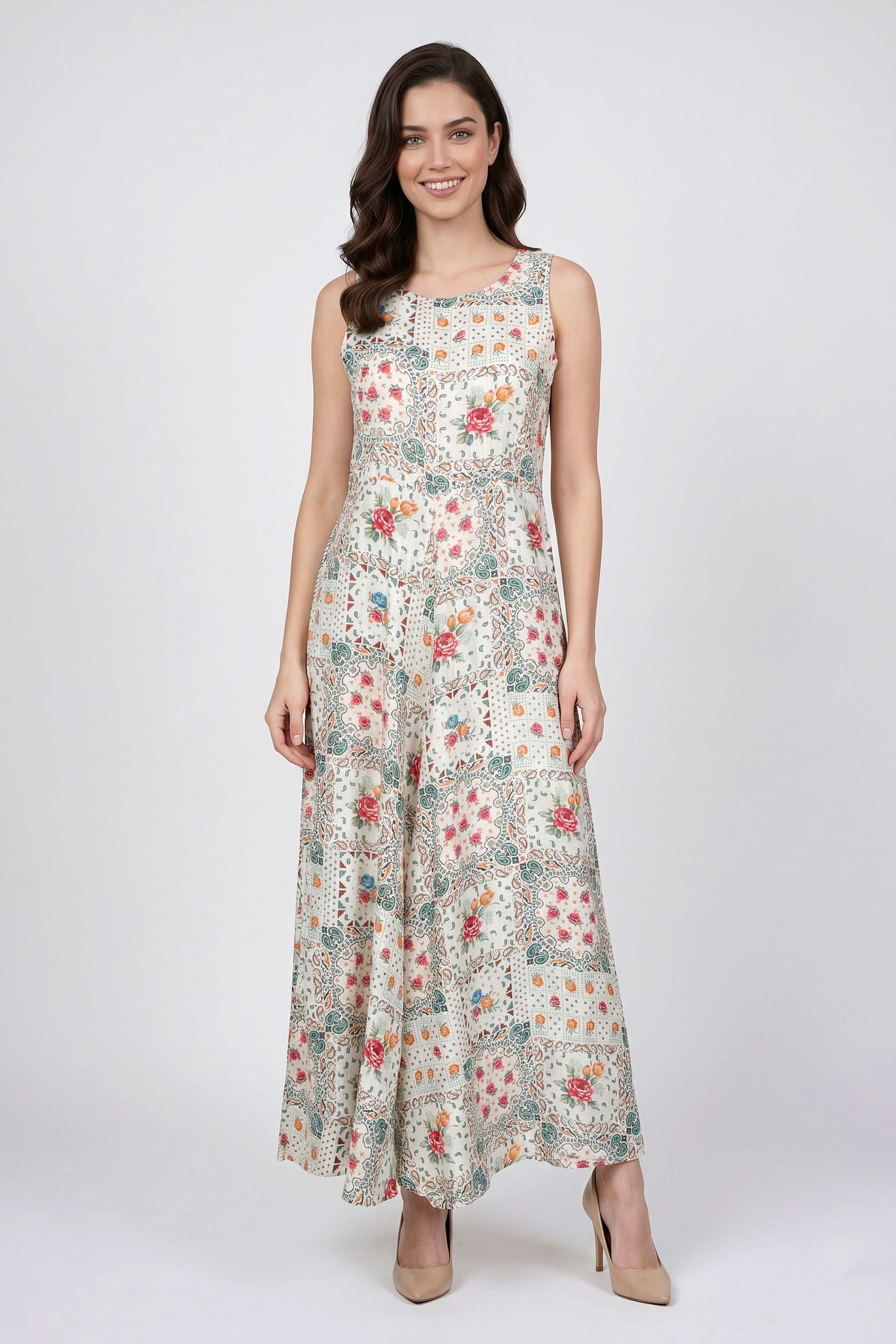 haute curry Printed Round Neck Viscose Women's Dress-picture-18