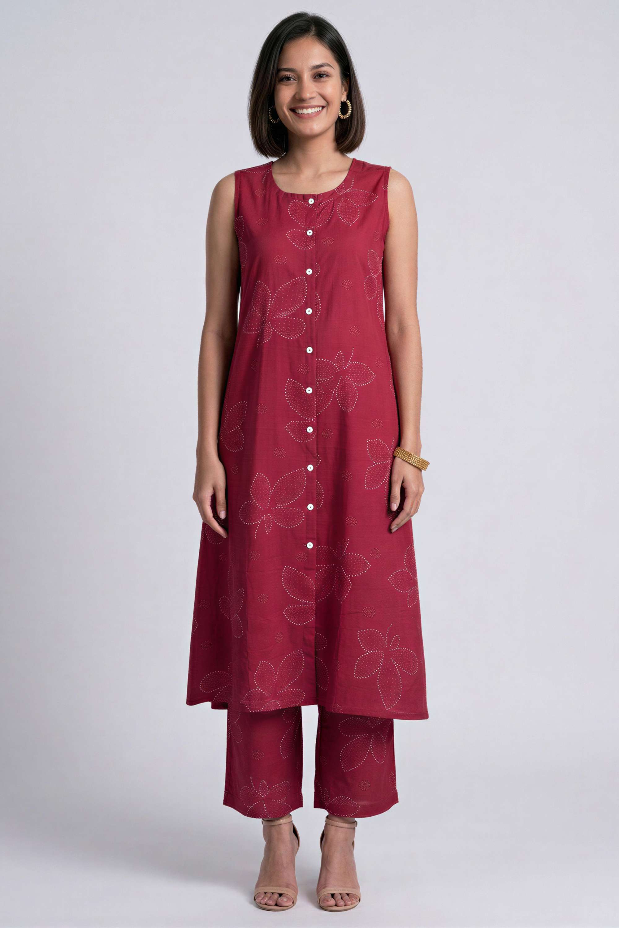 stop Printed Round Neck Chanderi Women's Casual Wear Co-Ord Set-picture-26