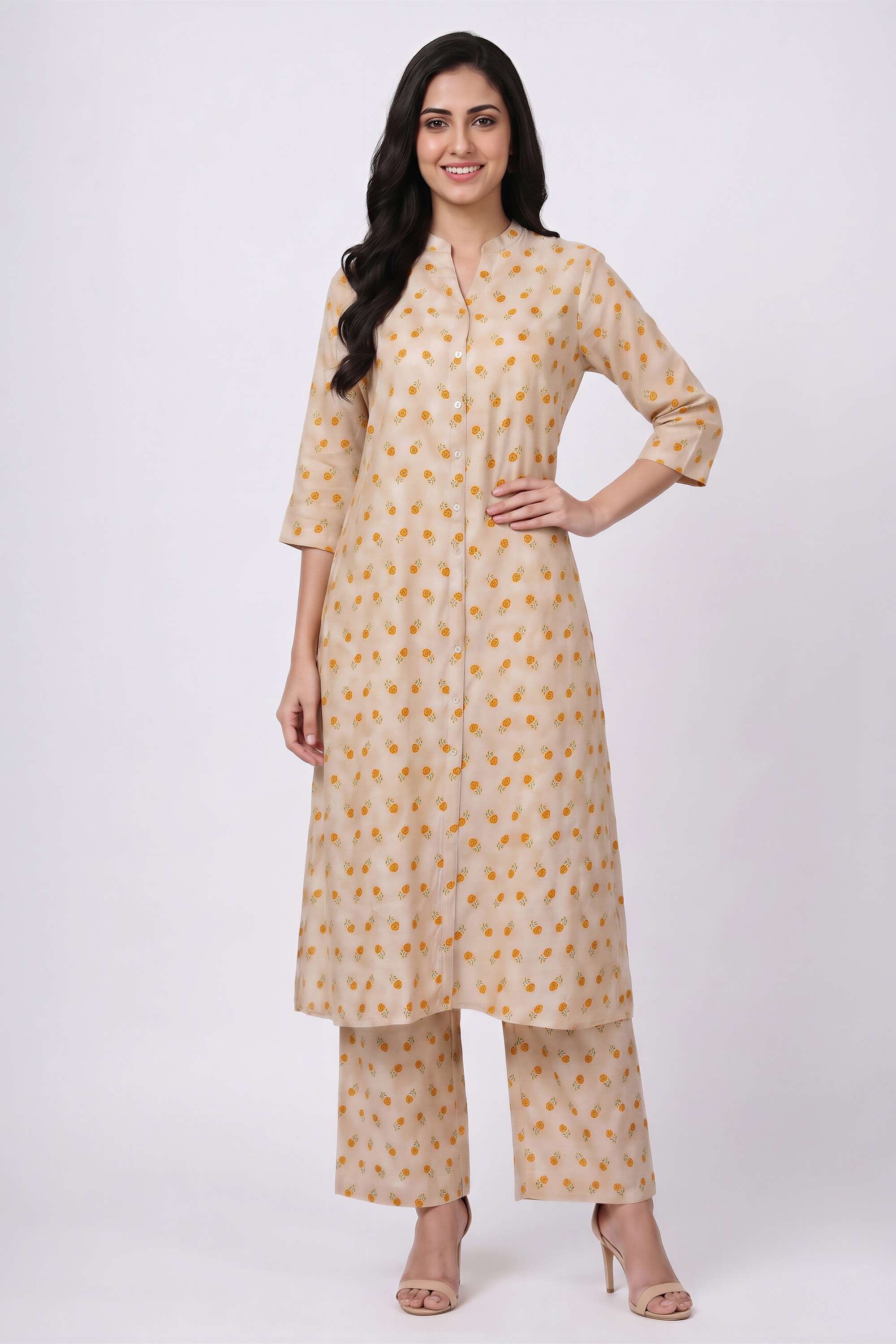 stop Printed Round Neck Blended Fabric Women's Co-Ord Set-picture-39