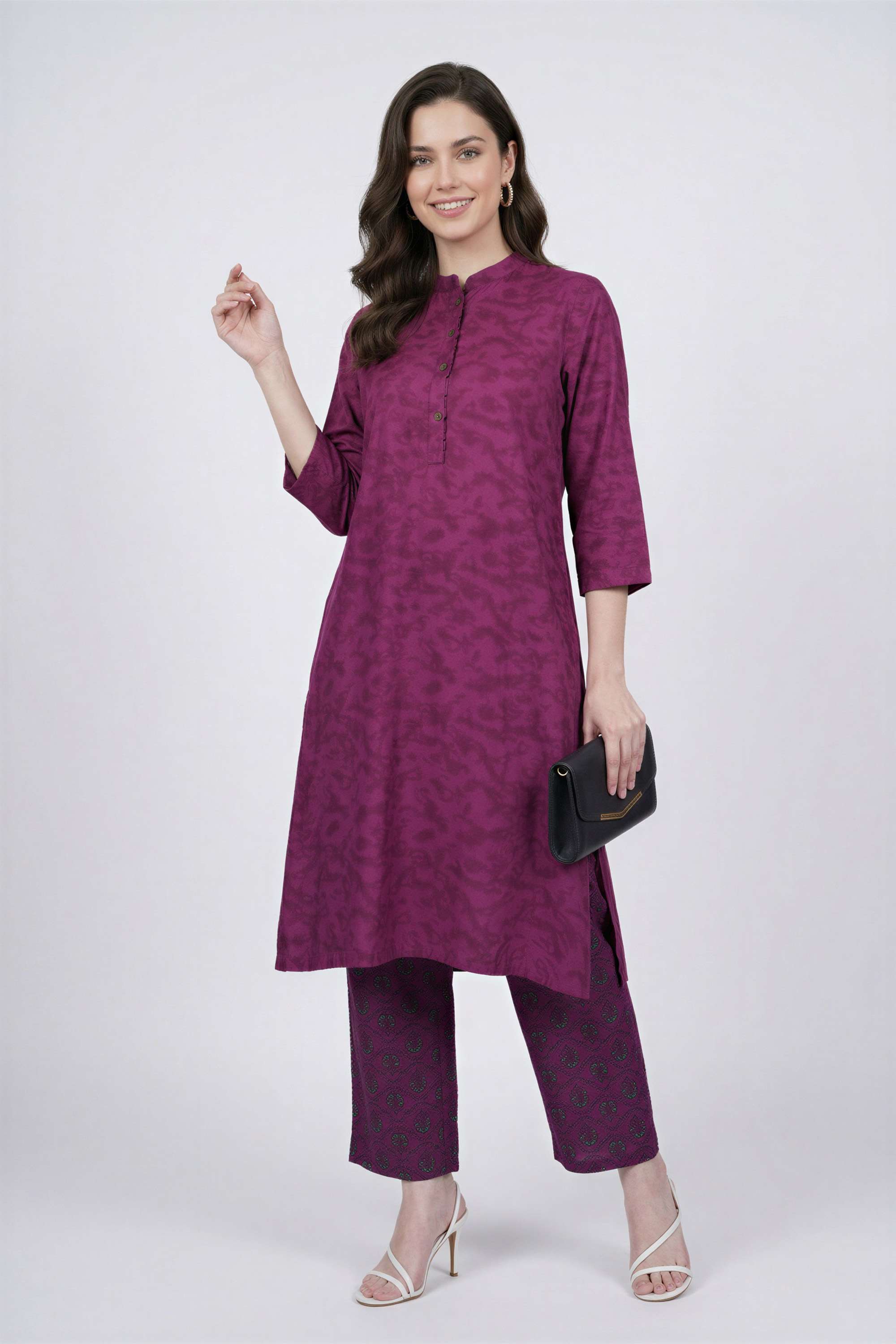 stop Printed Y-Neck Muslin Women's Casual Wear Co-Ord Set-picture-30