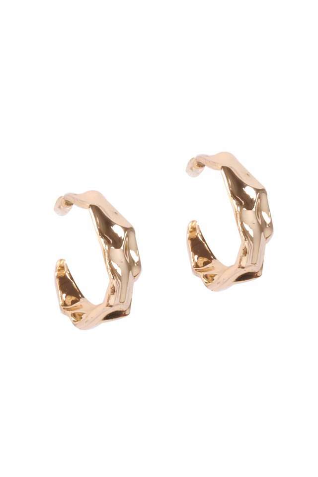 Contemporary-Bold-Gold-Toned-Hammered-Organic-Metallic-Oversized-Open-Hoop-Earrings