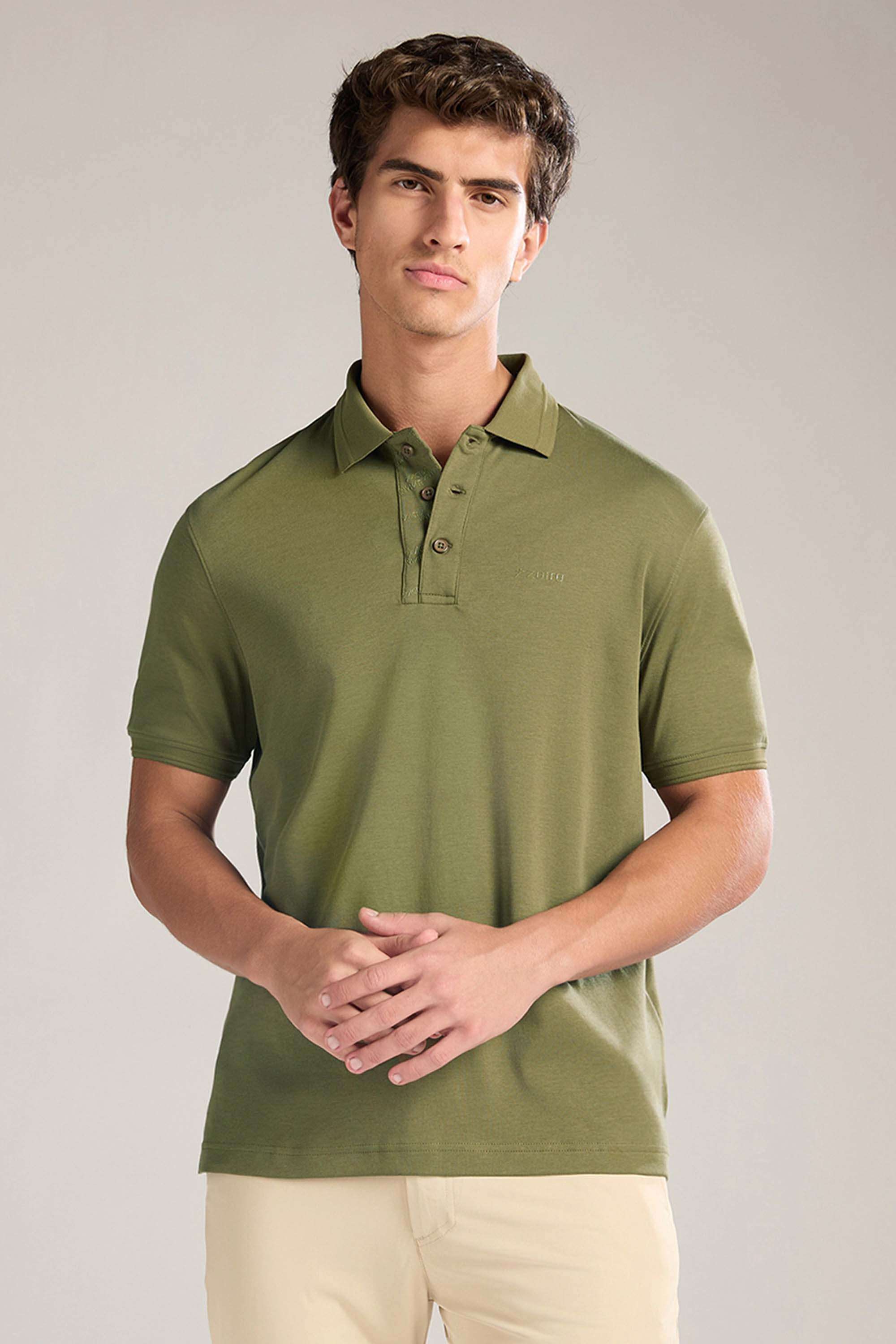 Solid-Nylon-Spandex-Polo-Men-s-T-Shirt