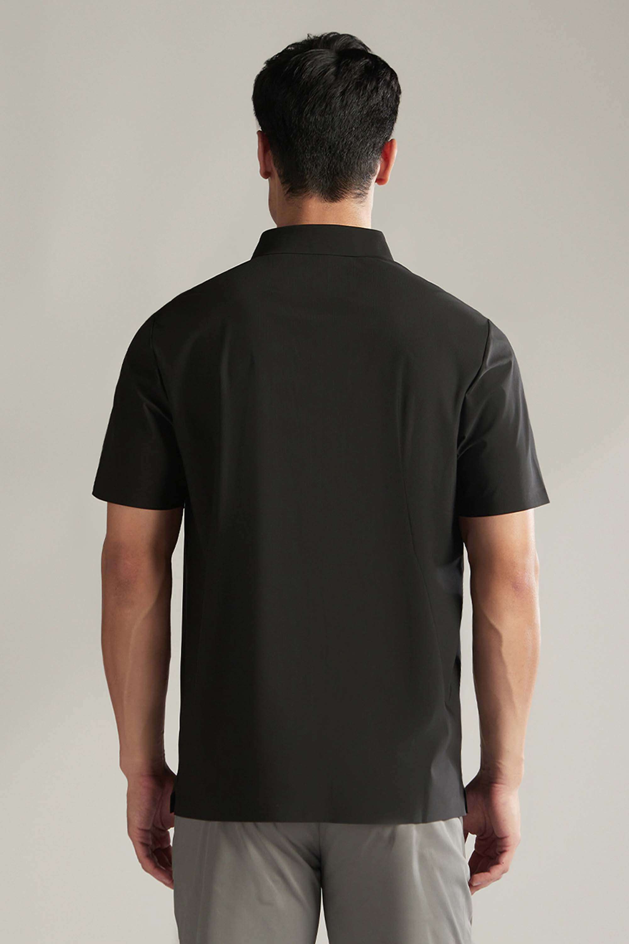 Solid-Nylon-Spandex-Polo-Men-s-T-Shirt