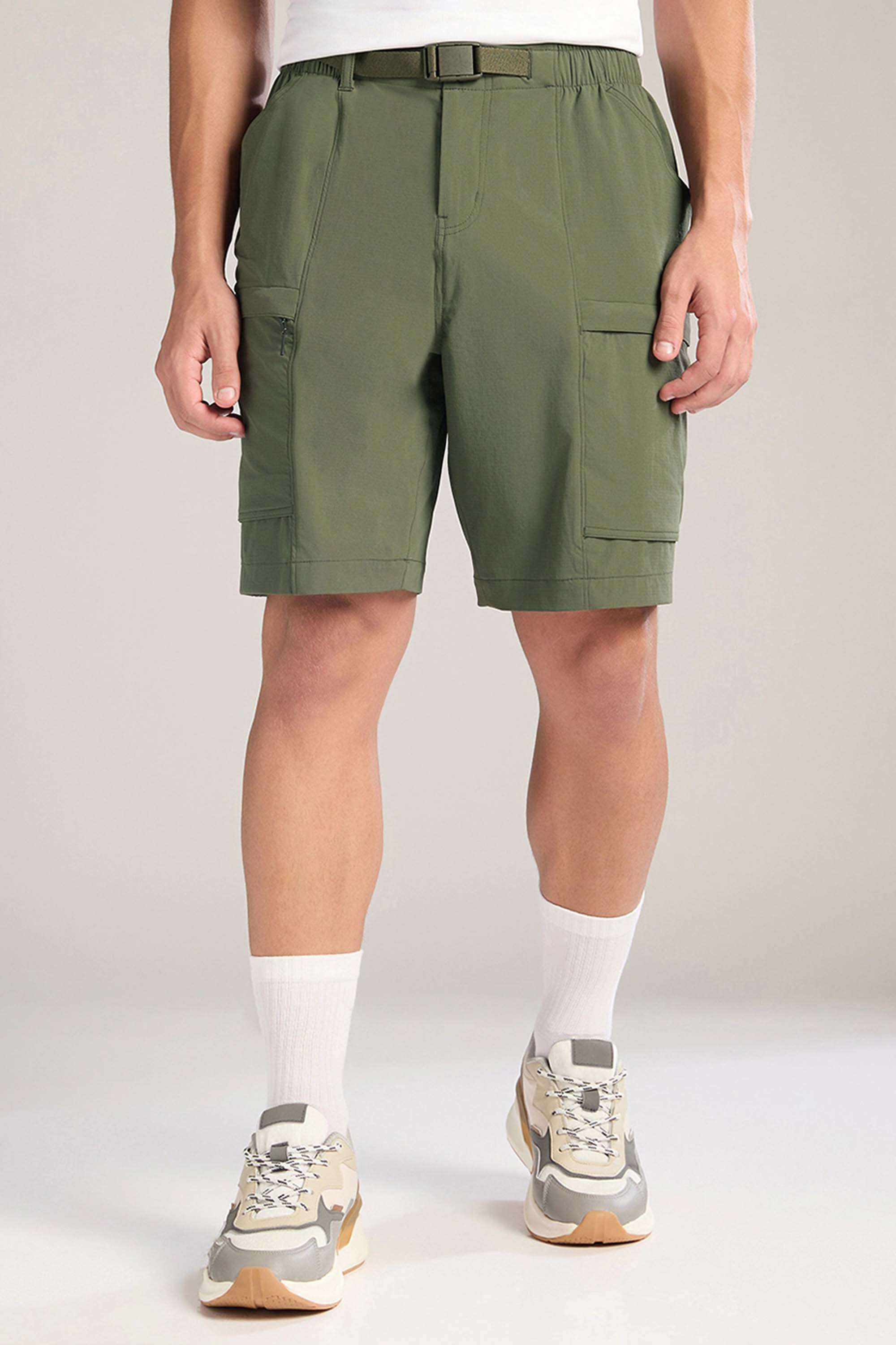 Solid-Nylon-Spandex-Elastic-Strap-Men-s-Shorts
