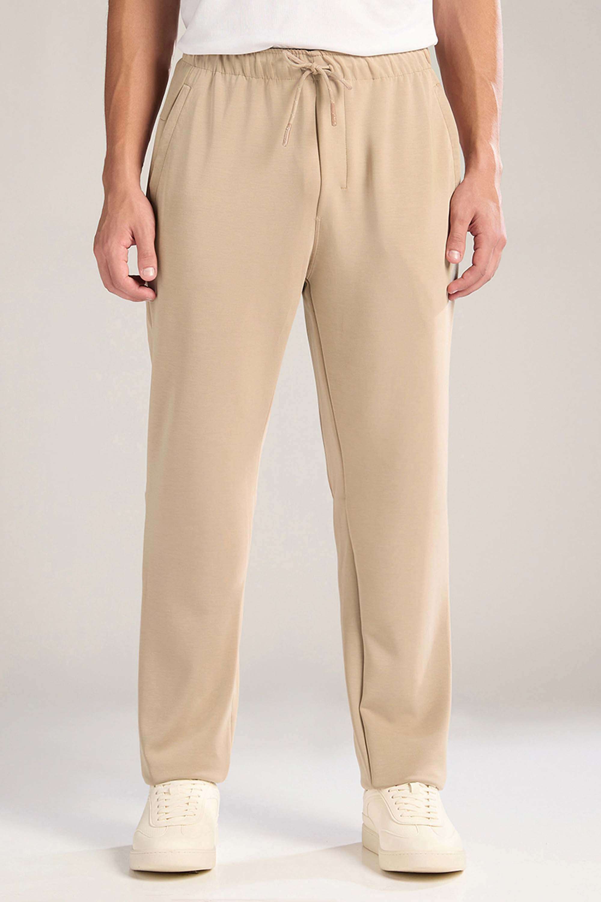 Solid-Poly-Spandex-Straight-Fit-Men-s-Track-Pants
