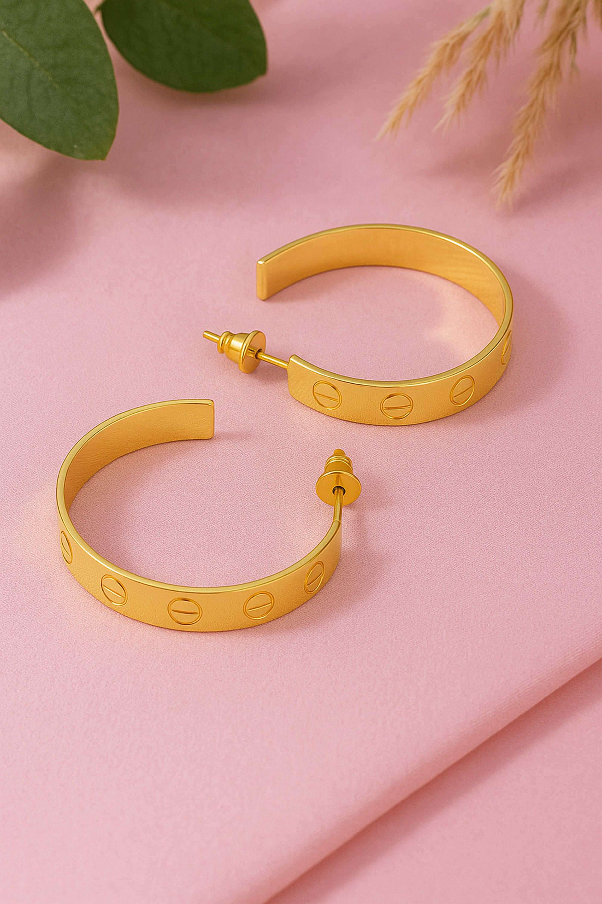 Brass-Casual-Wear-Women-Open-Hoop-Earrings