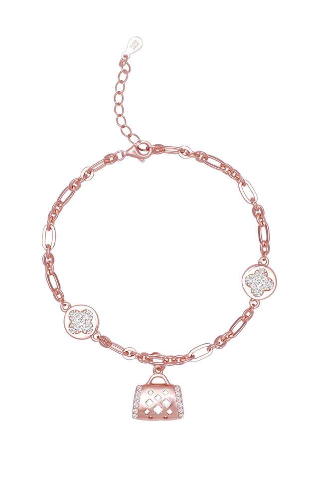 Cubic-Zirconia-Rose-Gold-Lobster-Claw-Clasp-Womens-Bracelet