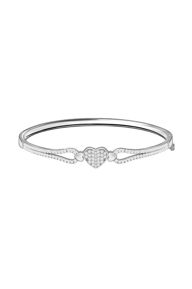 Cubic-Zirconia-Sterling-Silver-Bangle-Bracelet-Clasp-Western-Bracelets