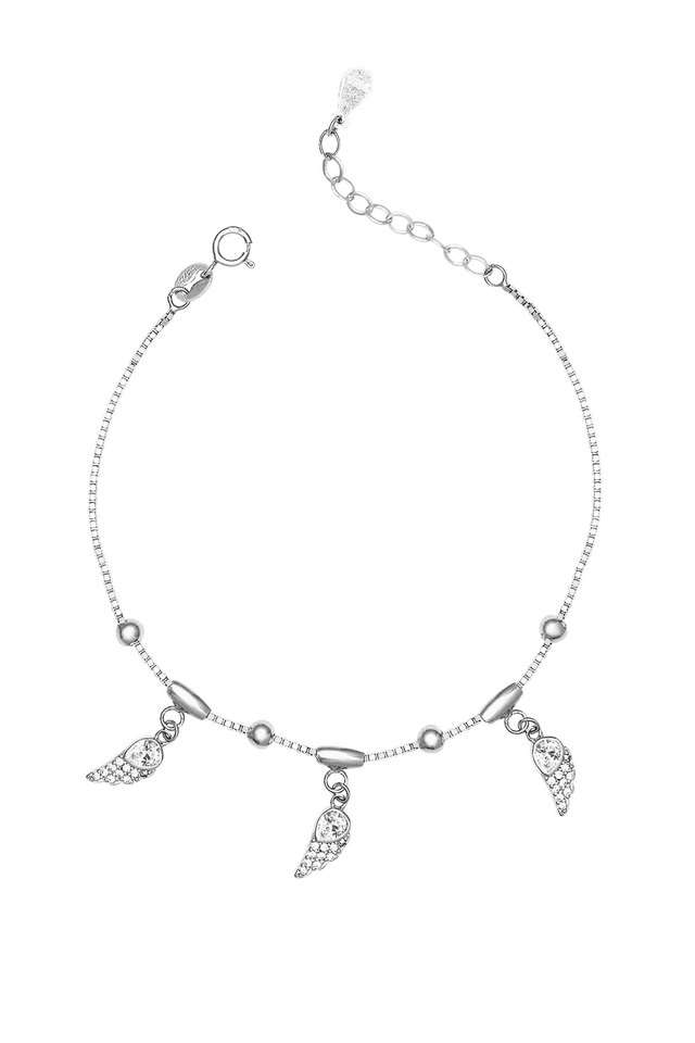 Cubic-Zirconia-Silver-Spring-Ring-Clasp-Womens-Bracelet