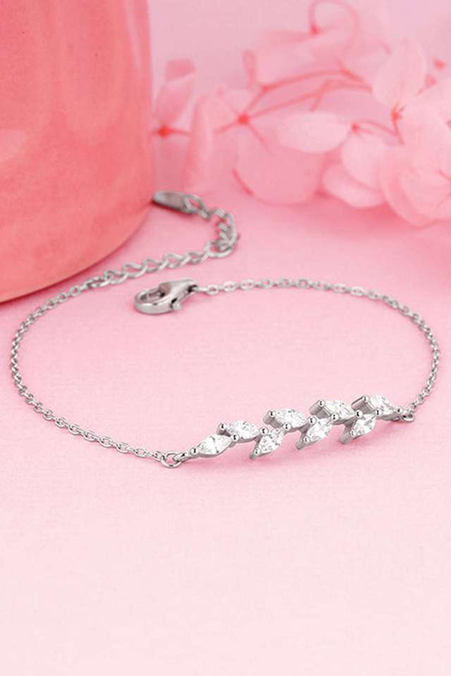 Silver-Zircon-Ferns-Bracelet