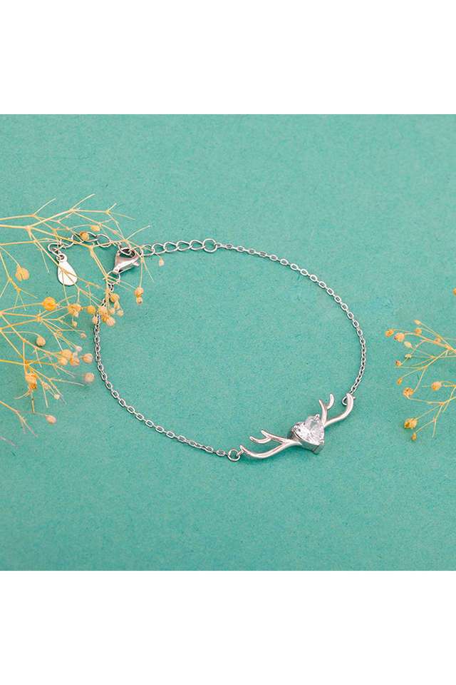 Silver-Deer-Heart-Bracelet