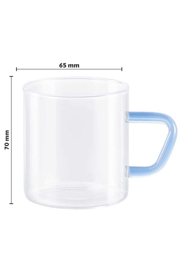 Vision-Tea-N-Coffee-Glass-Mug-Set-Of-6---Microwave-Safe-Blue-Handle-190-ml