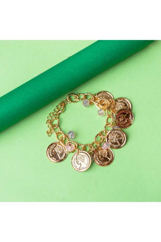 Stylish-Gold-Alloy-Womens-Charm-Bracelet