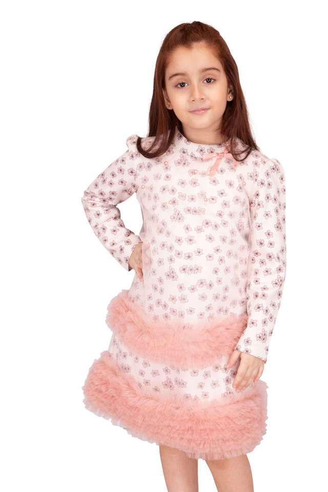 Buy CuteCumber Peach Embellished Polyester Round Neck Girls Dress |  Shoppers Stop