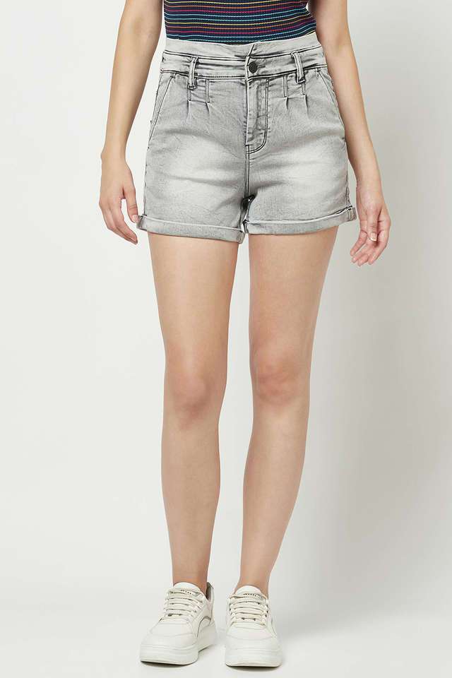 crimsoune club Solid Cotton Blend Slim Fit Women's Shorts-picture-13