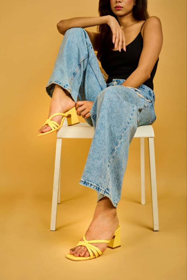 Buy Chere yellow Synthetic Slip-on Women's Party Wear Heels
