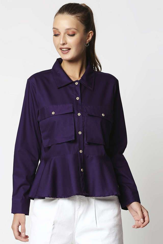remanika Solid Collared Cotton Women Casual Wear Shirt-picture-17